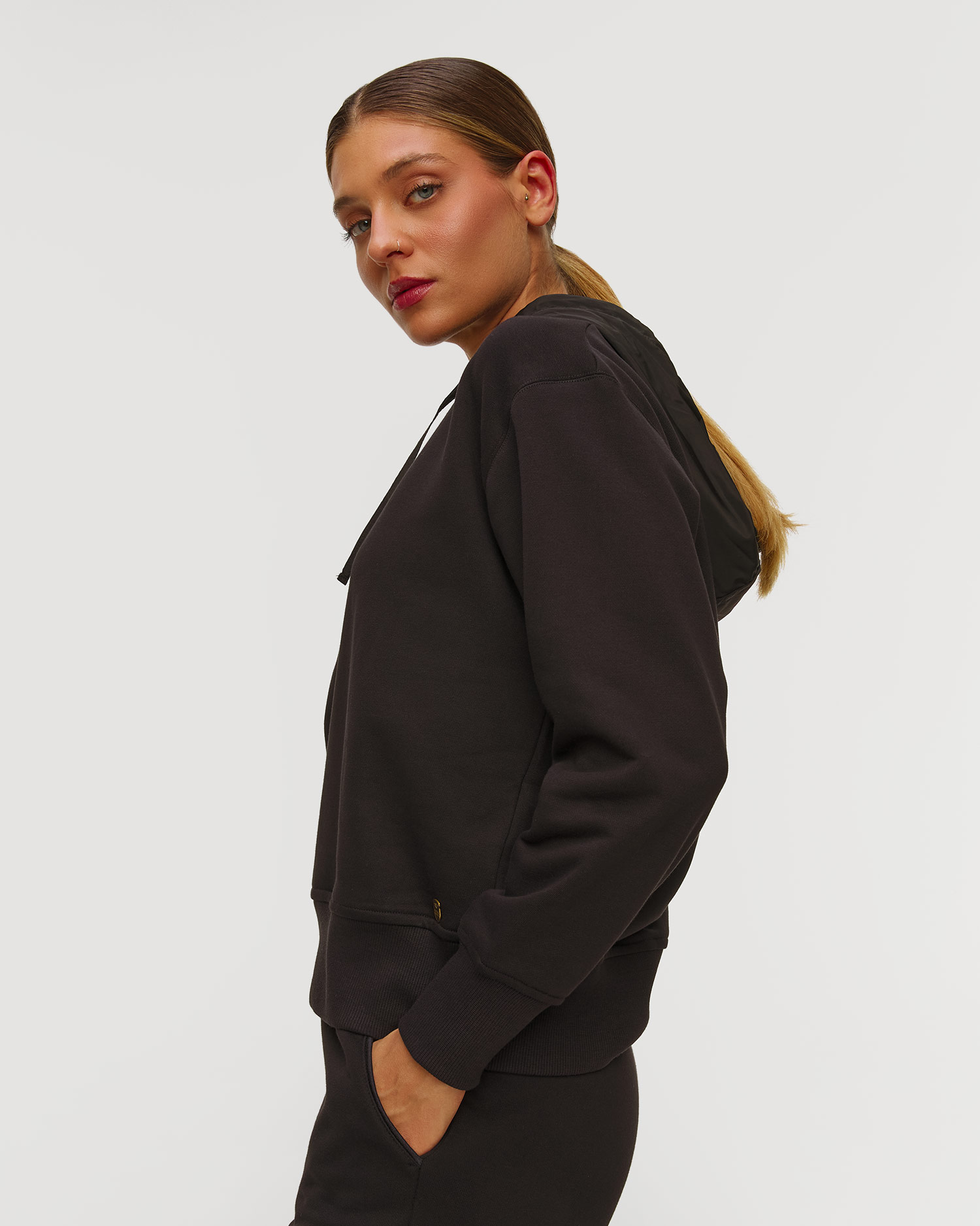 Women's black hoodie Aeronautica Militare