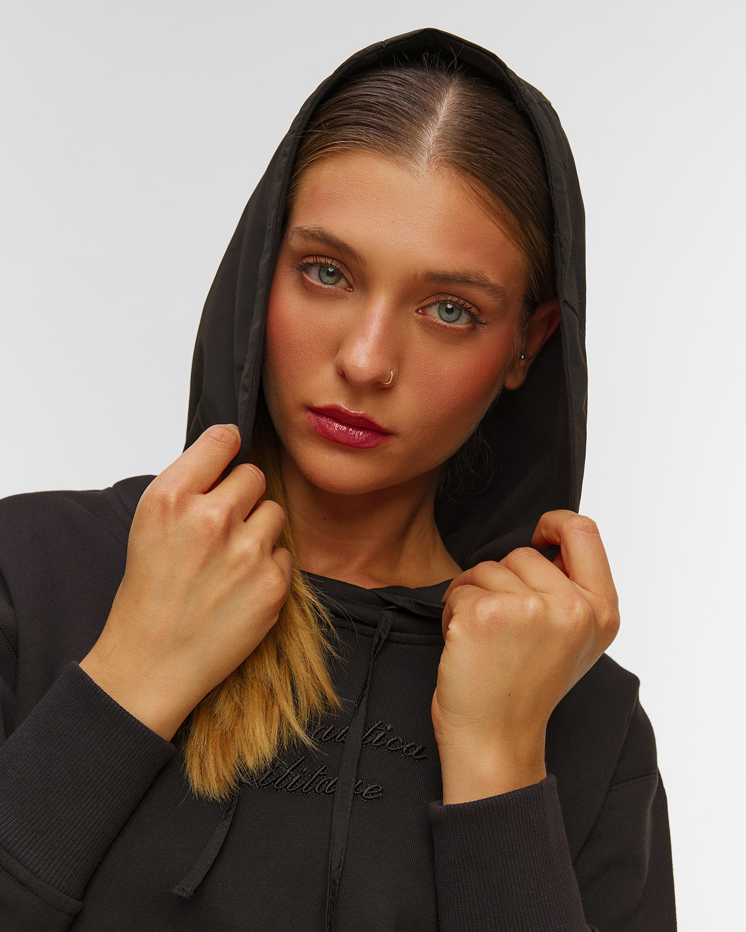 Women's black hoodie Aeronautica Militare