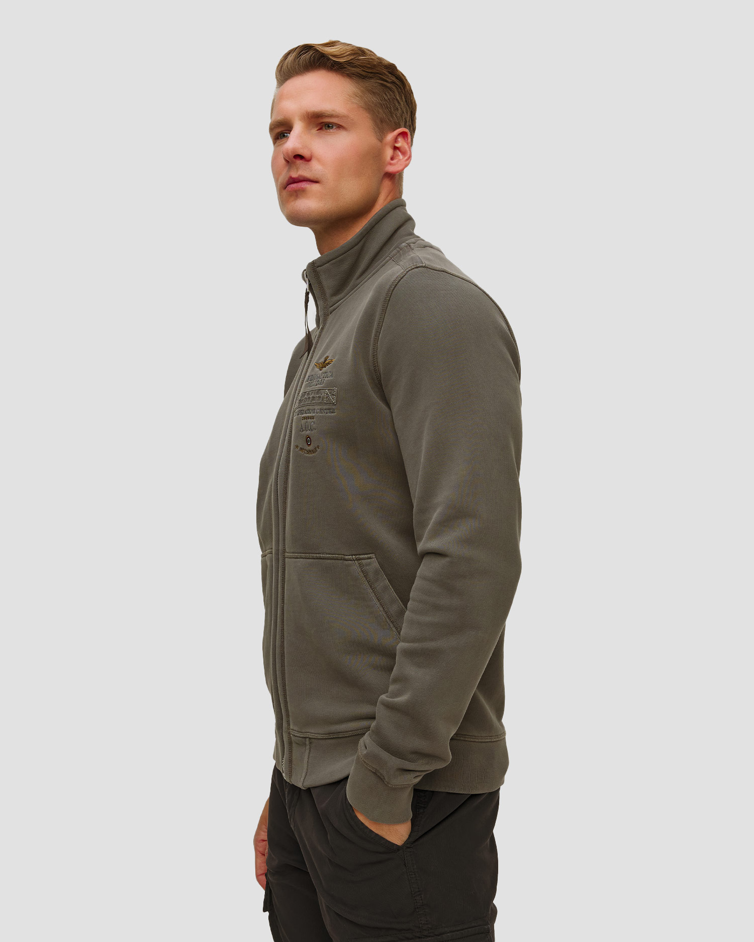 Men's grey zip-up sweatshirt Aeronautica Militare