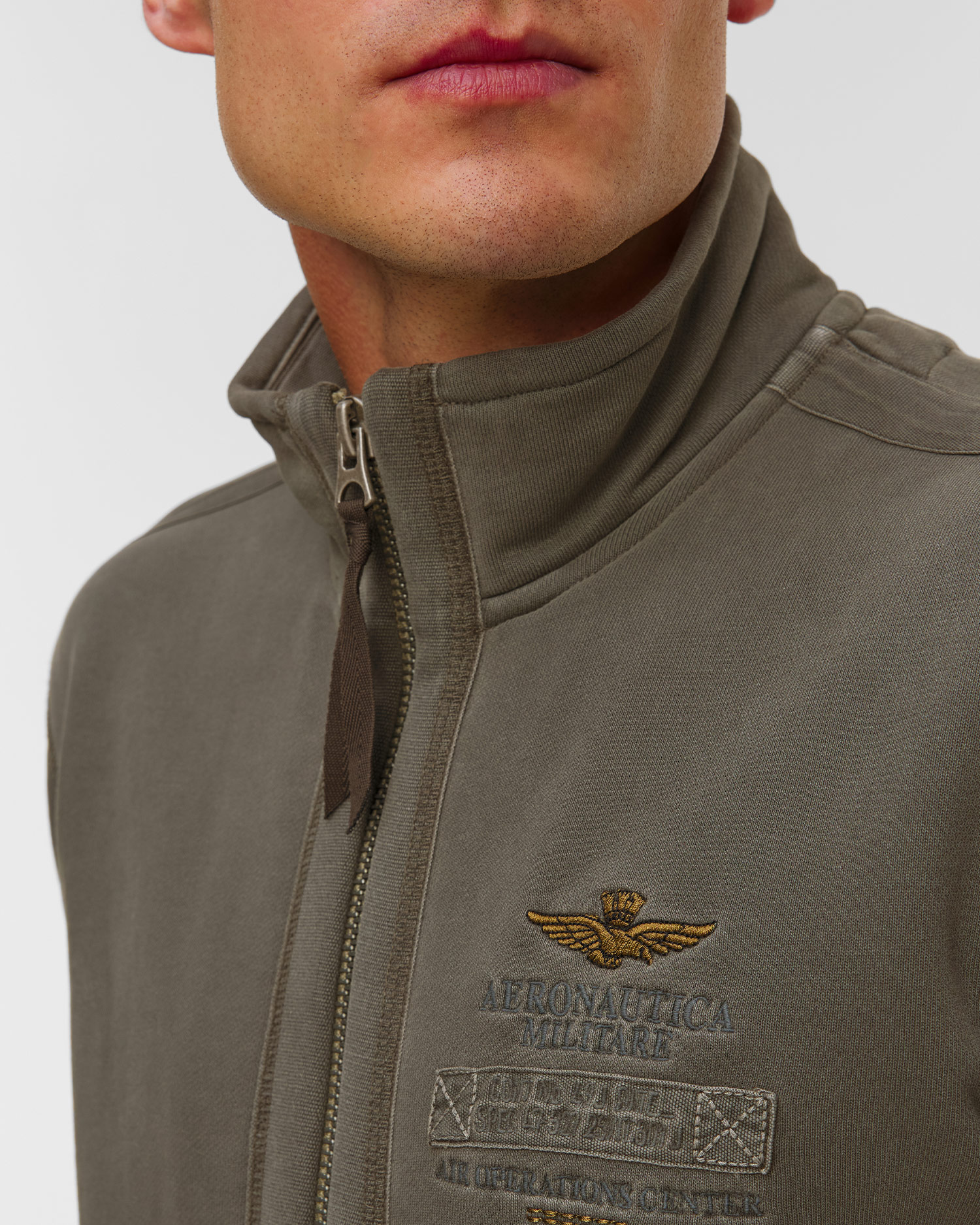 Men's grey zip-up sweatshirt Aeronautica Militare