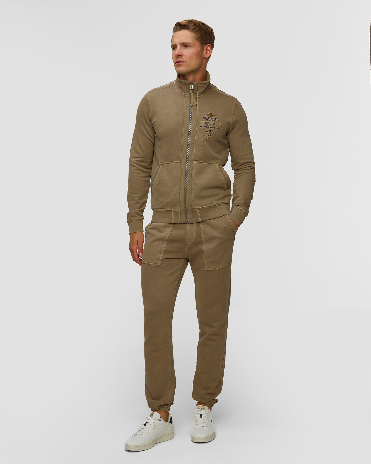 Pánská zelená mikina na zip Aeronautica Militare