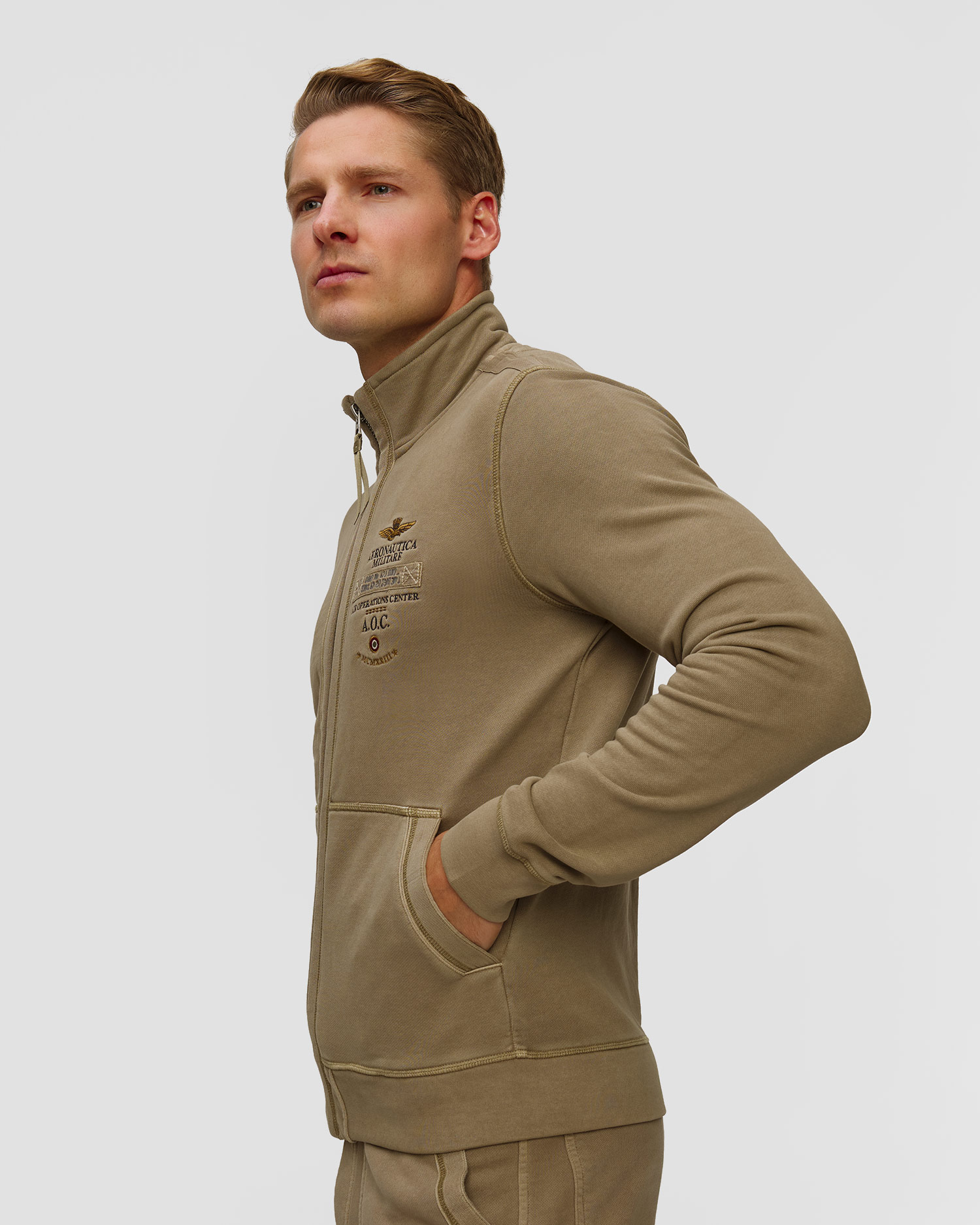 Aeronautica Militare Herren-Sweatshirt mit Reißverschluss in Grün