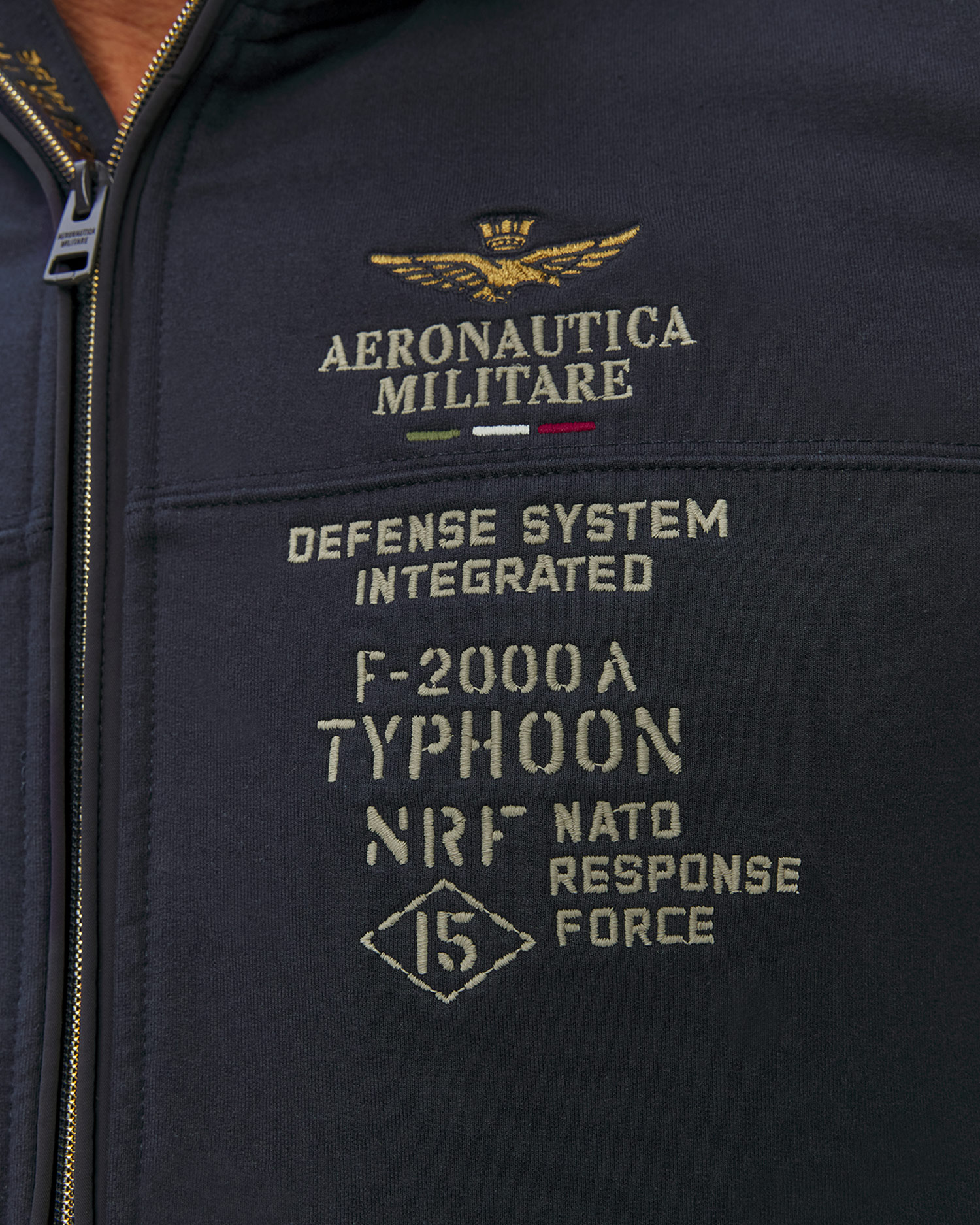 Felpa blu scuro con cappuccio da uomo Aeronautica Militare