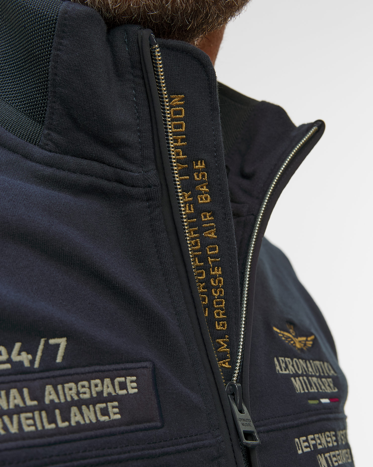 Felpa blu scuro con cappuccio da uomo Aeronautica Militare