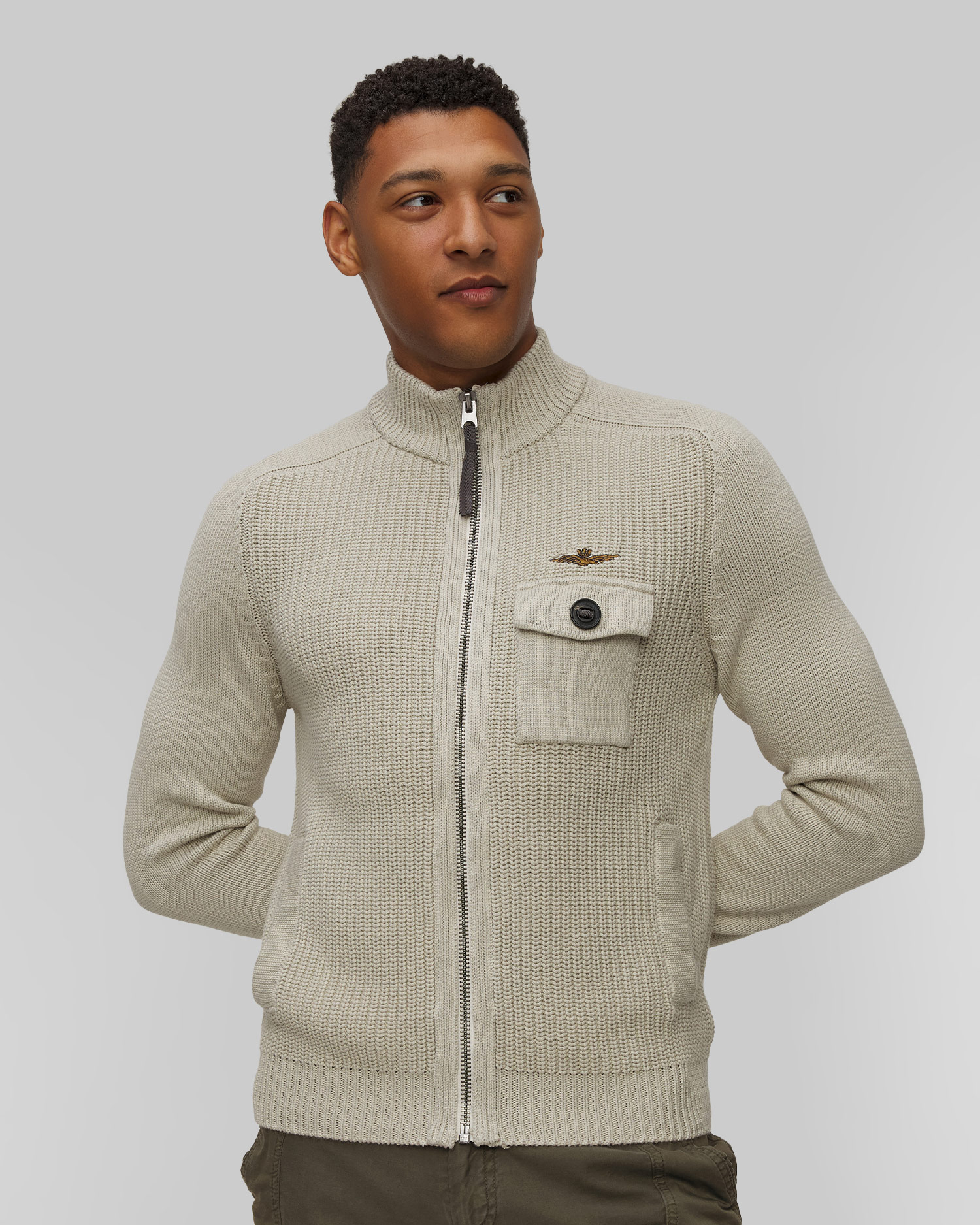 Maglione grigio da uomo Aeronautica Militare