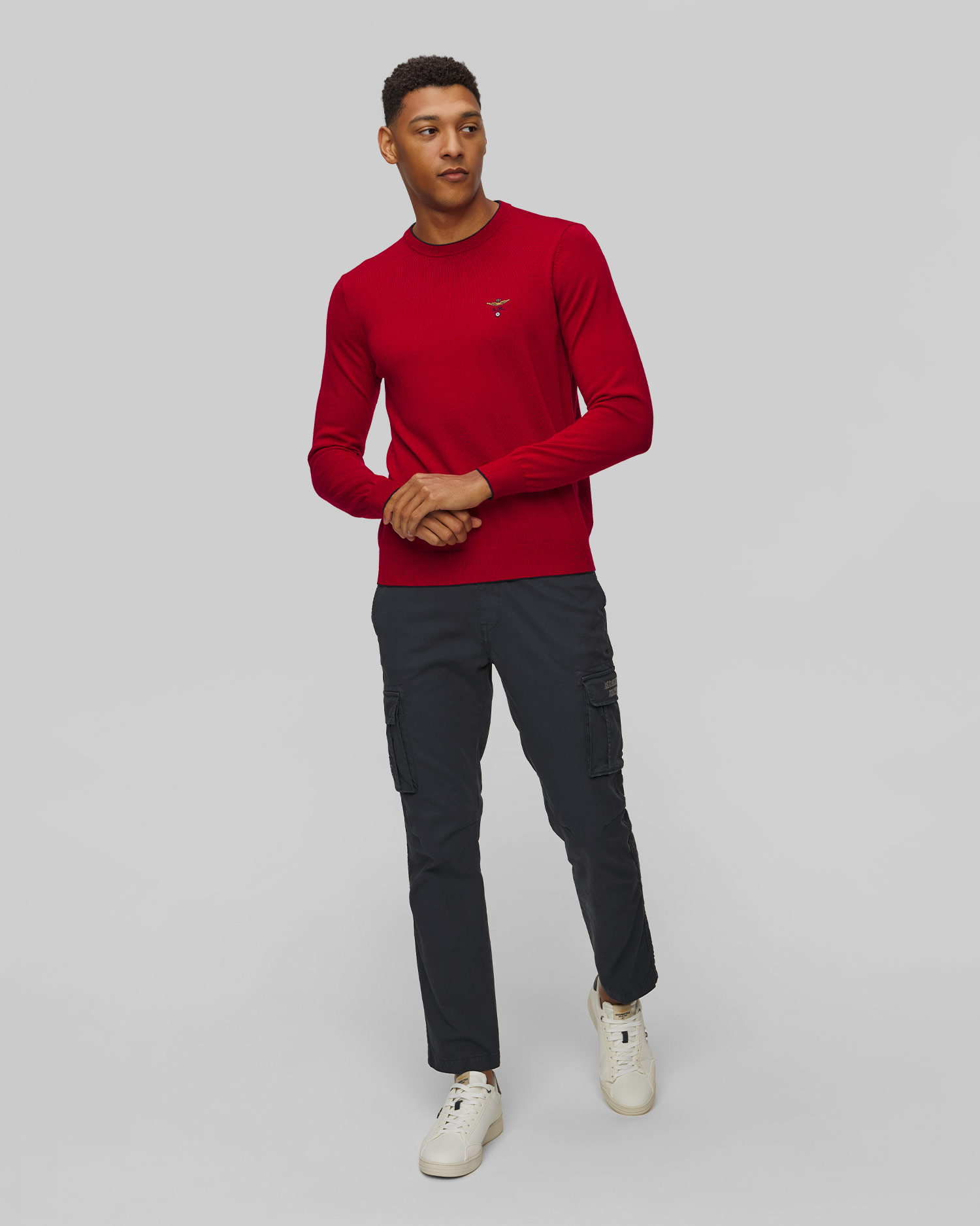 Czerwony sweter wełniany męski Aeronautica Militare, Couleur: Czerwony