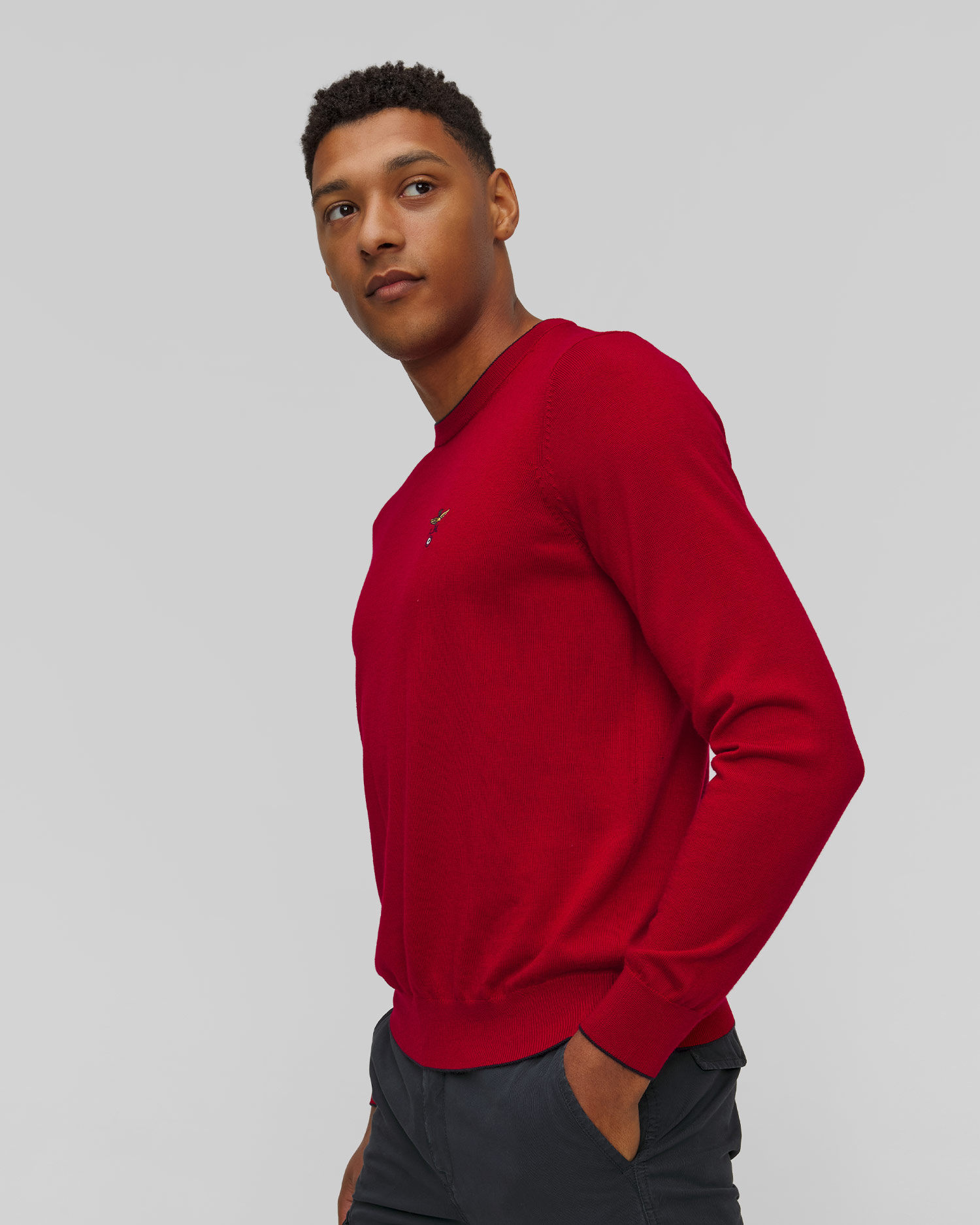 Pull en laine rouge pour hommes Aeronautica Militare