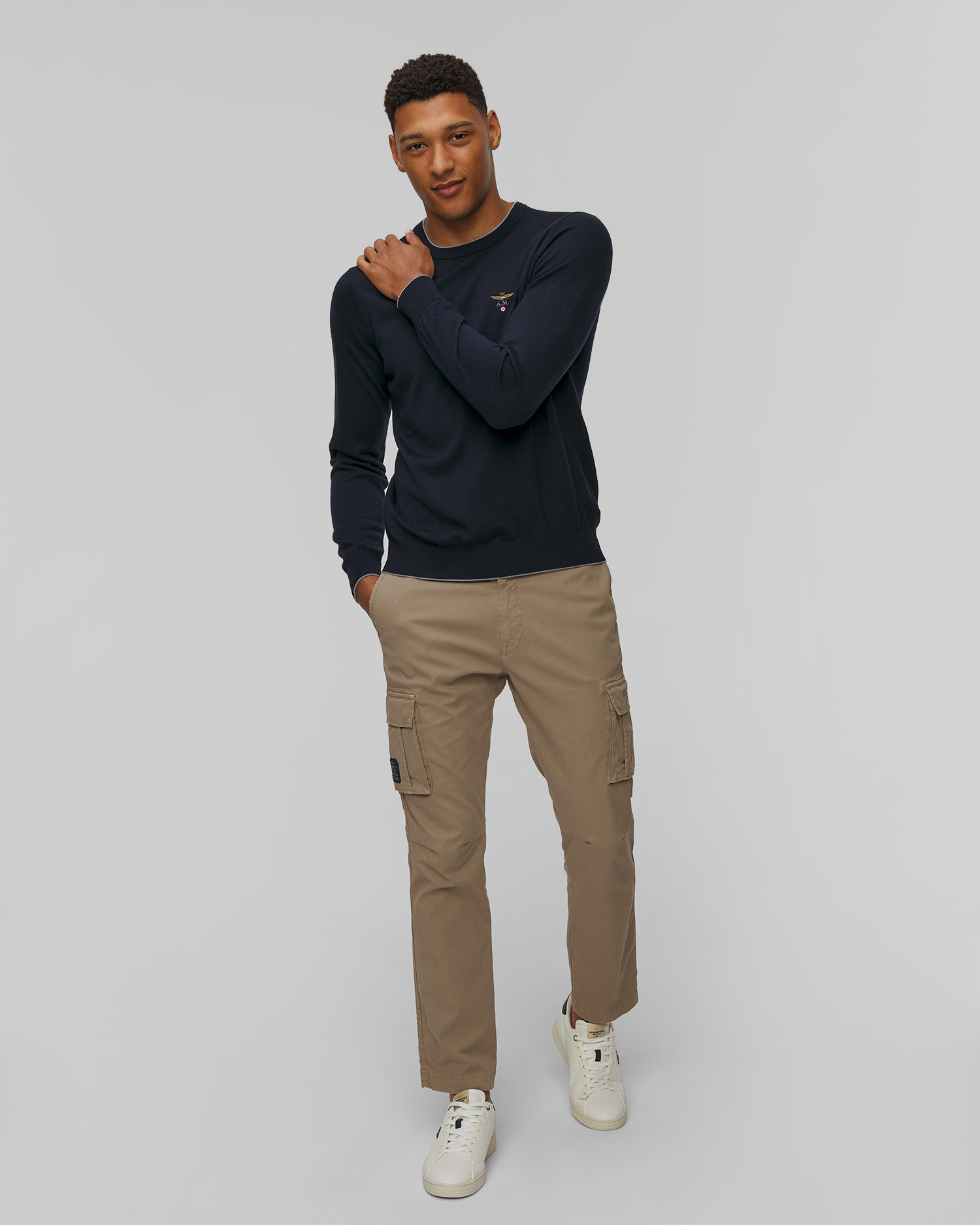 Granatowy sweter wełniany męski Aeronautica Militare, Couleur: Granatowy