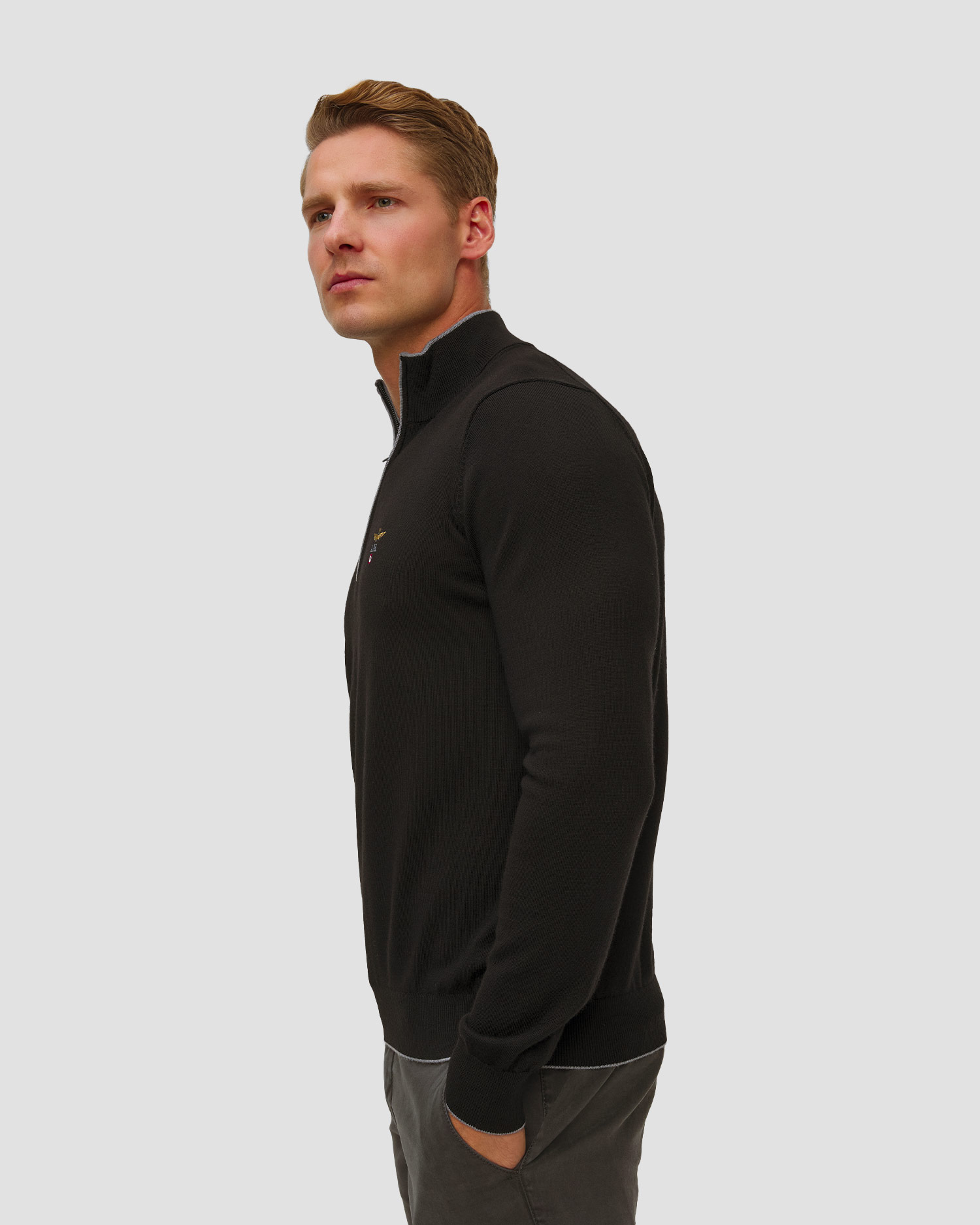Aeronautica Militare Herren-Wollpullover in Schwarz