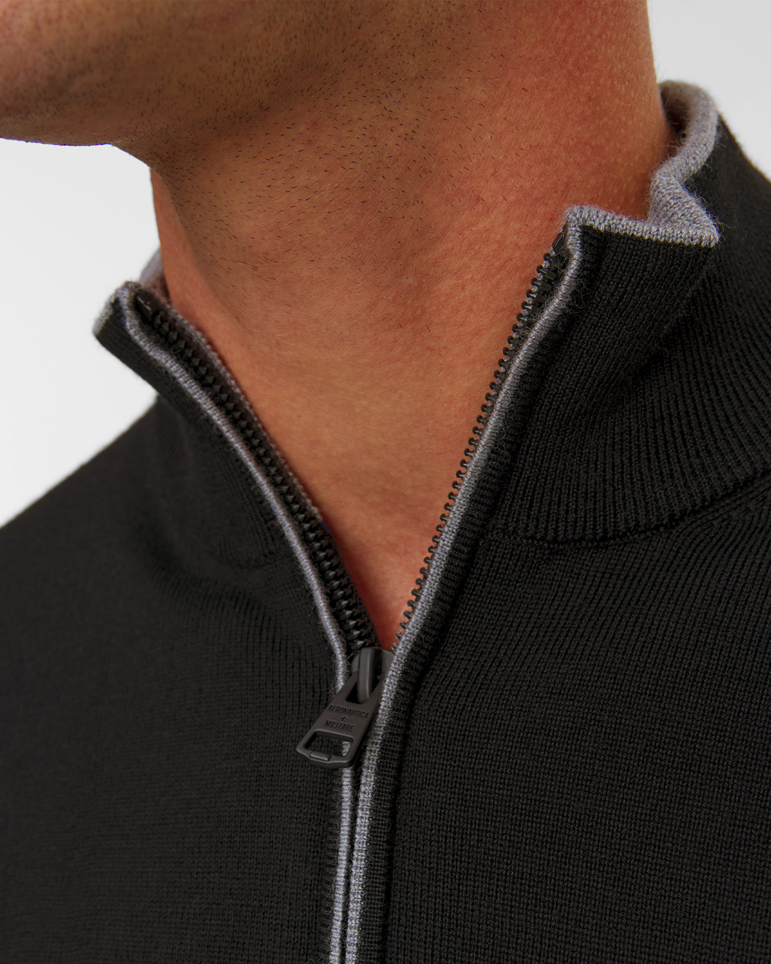 Aeronautica Militare Herren-Wollpullover in Schwarz