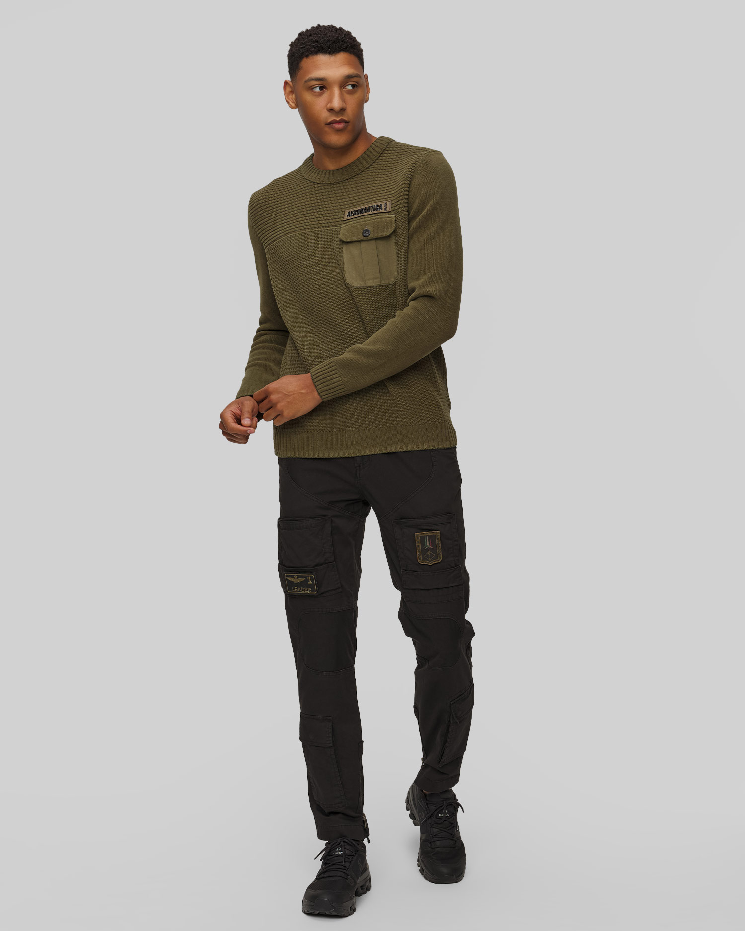 Aeronautica Militare Herrenpullover in Grün, Farbe/Muster: Zielony