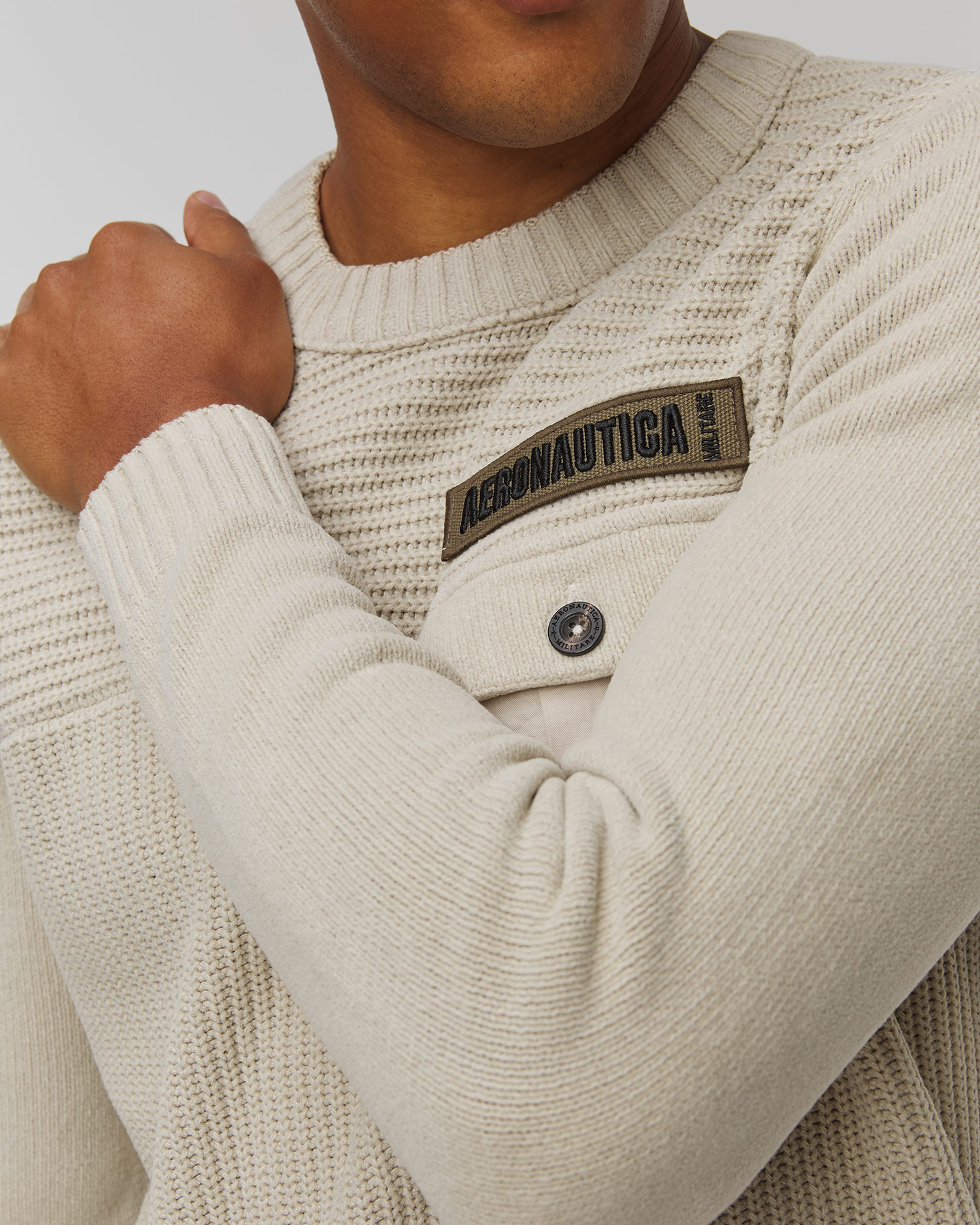 Maglione beige da uomo Aeronautica Militare