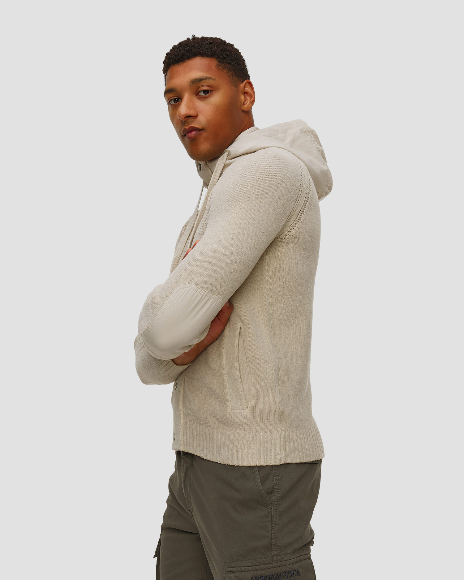 Beżowy sweter męski Aeronautica Militare
