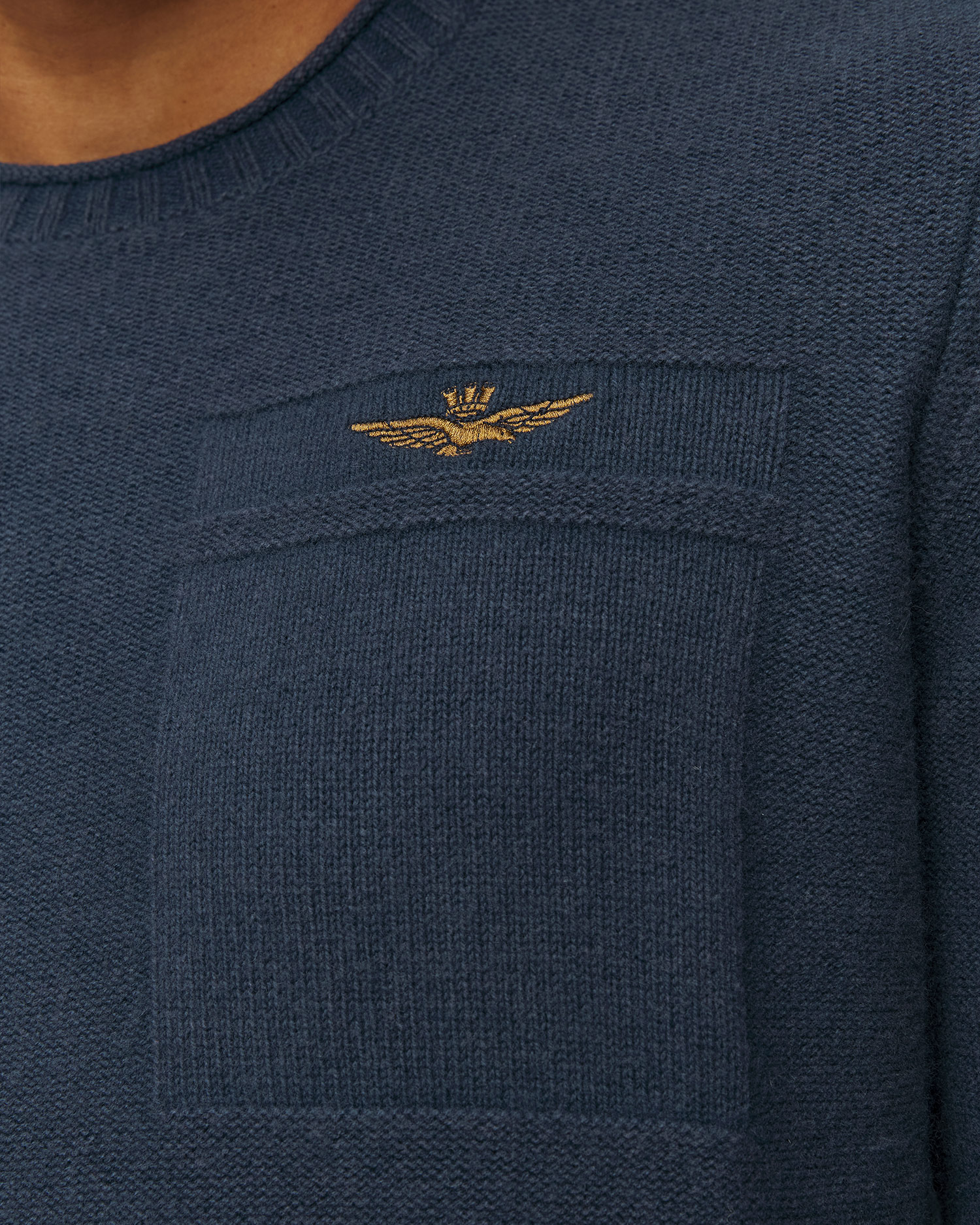 Maglione blu scuro in lana da uomo Aeronautica Militare