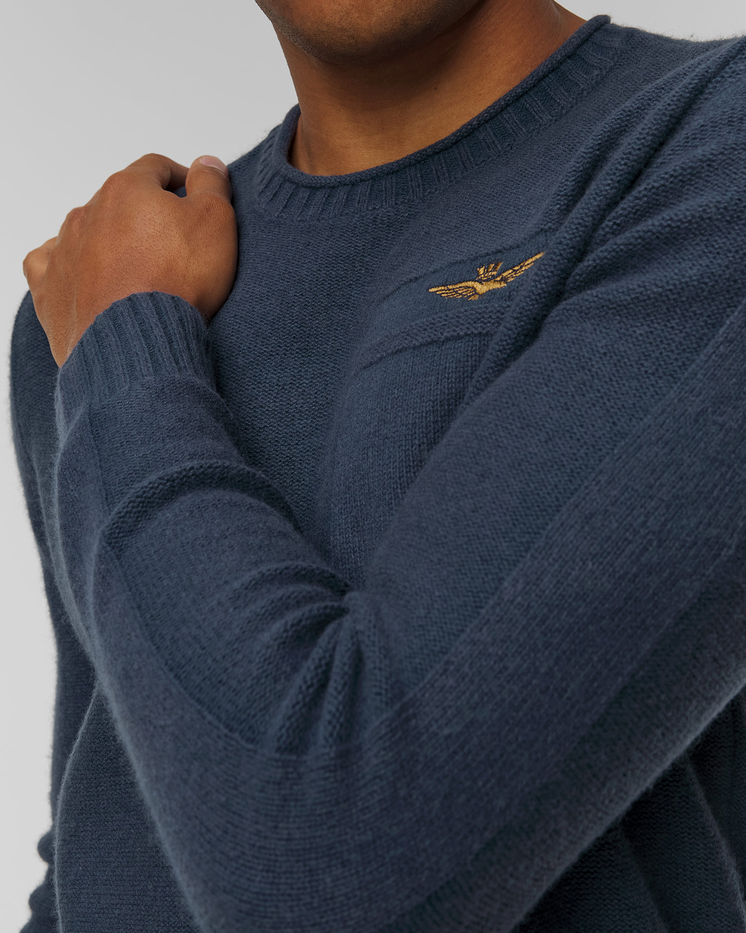 Maglione blu scuro in lana da uomo Aeronautica Militare