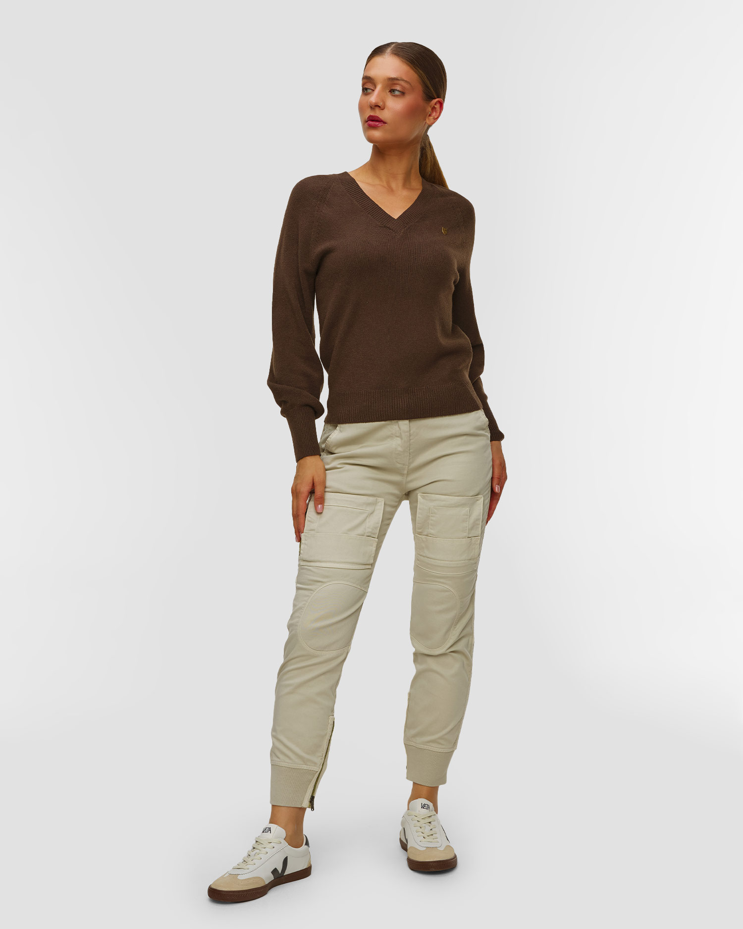 Brązowy sweter damski Aeronautica Militare