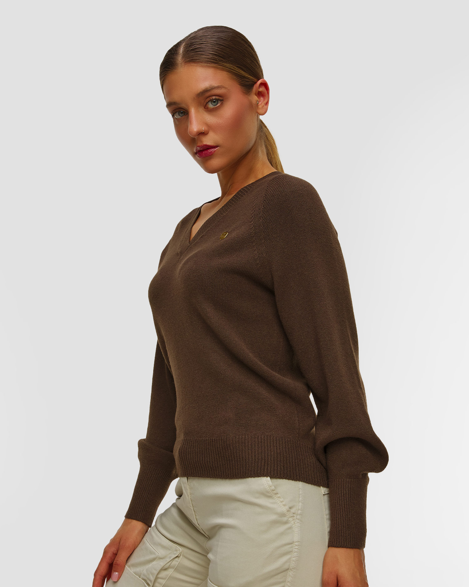 Brązowy sweter damski Aeronautica Militare