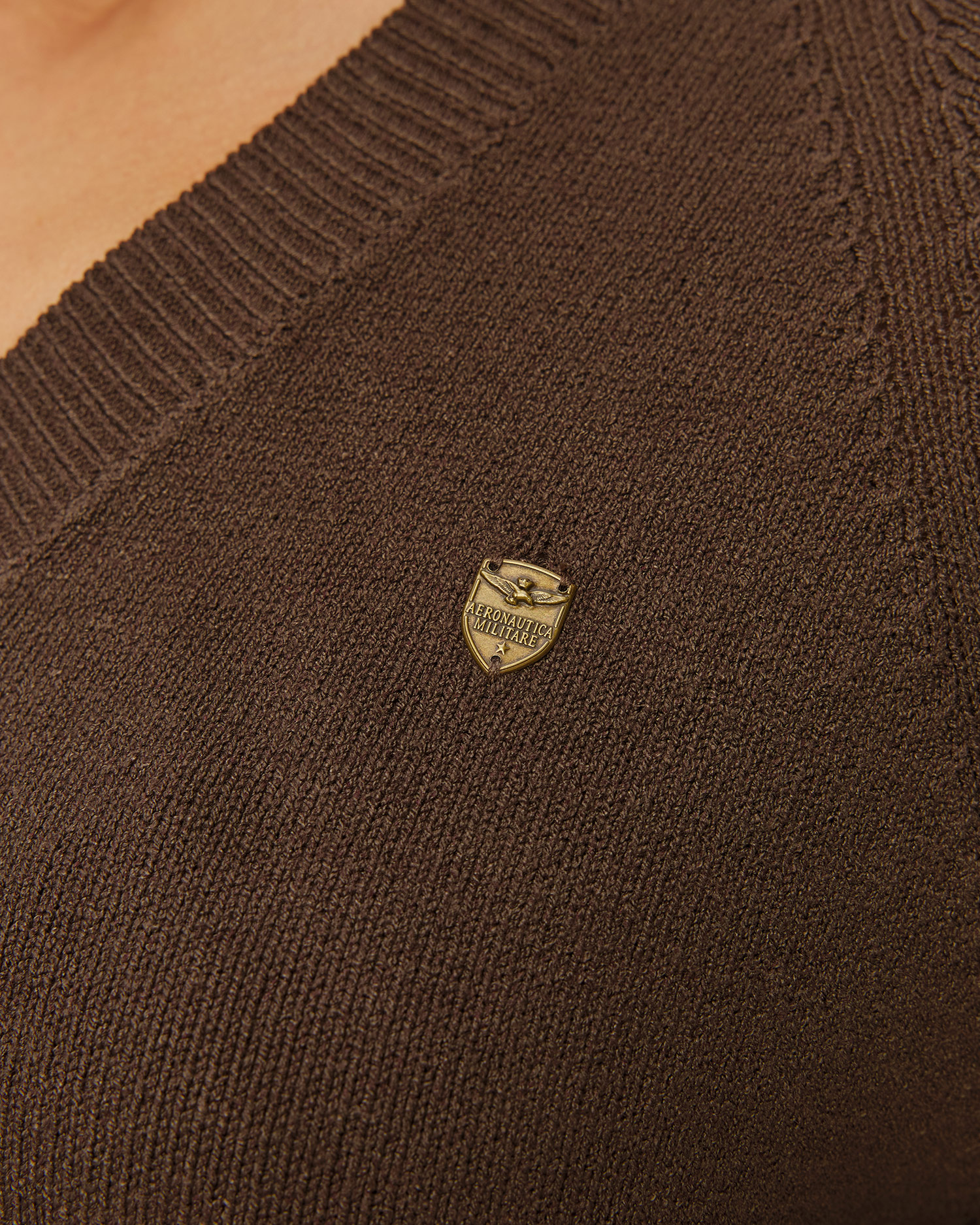 Brązowy sweter damski Aeronautica Militare