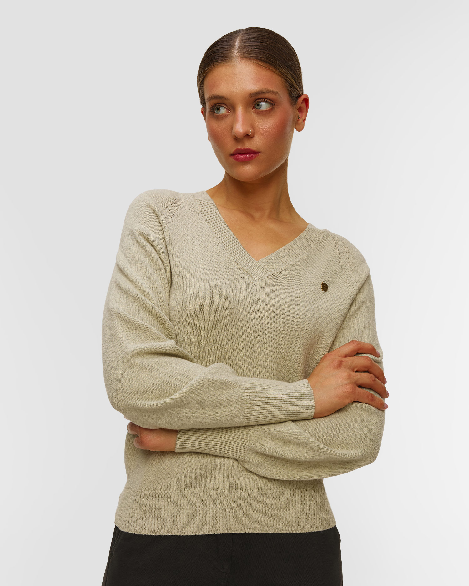 Beżowy sweter damski Aeronautica Militare