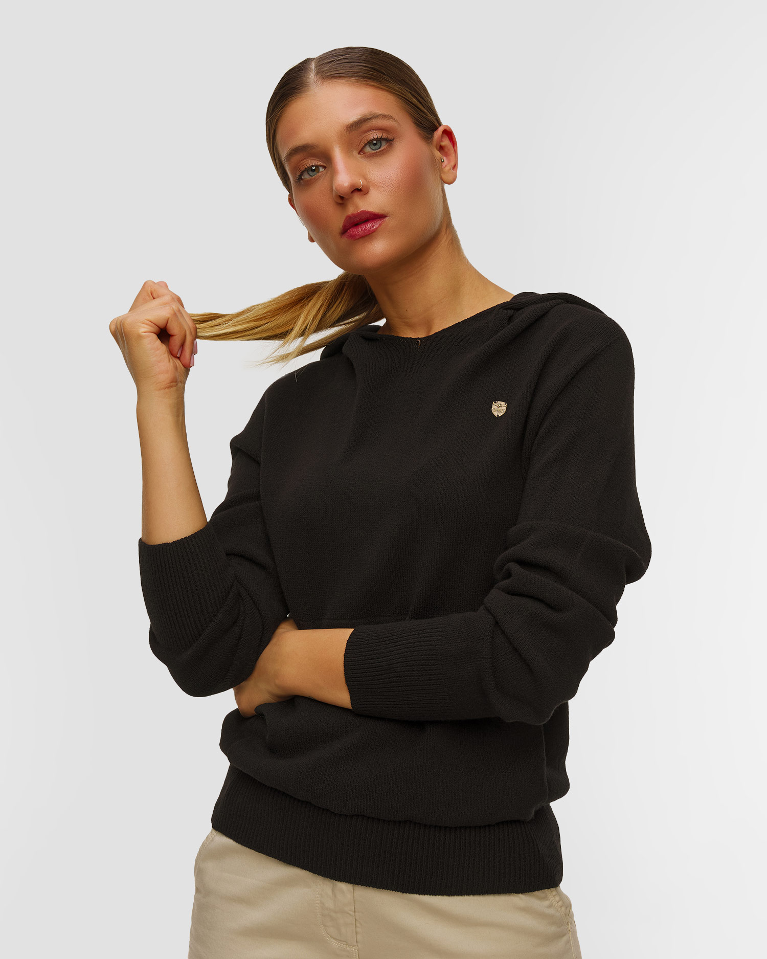 Dámský černý svetr s kapucou Aeronautica Militare