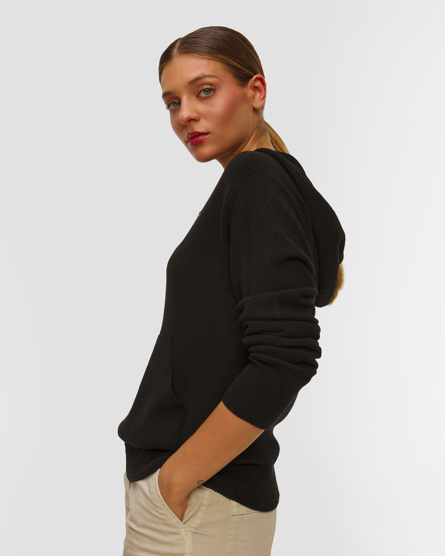 Dámský černý svetr s kapucou Aeronautica Militare