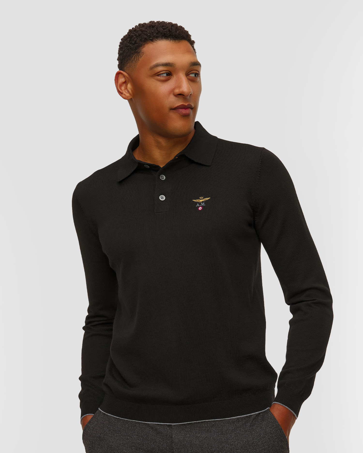 Pull en laine noir pour hommes Aeronautica Militare