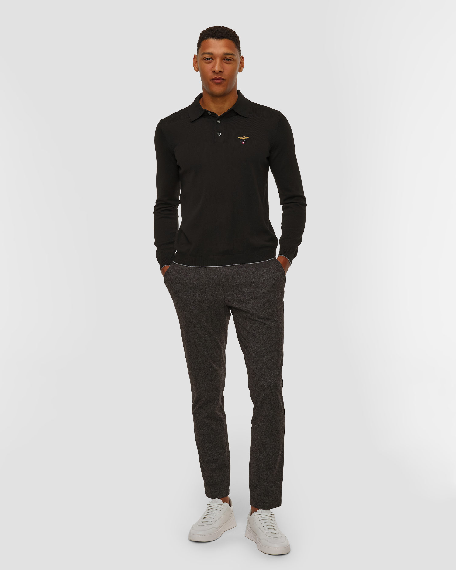 Pull en laine noir pour hommes Aeronautica Militare