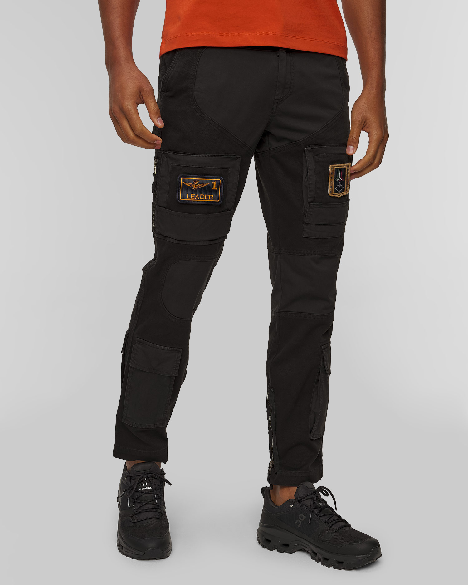 Černé pánské kapsáčové kalhoty Aeronautica Militare