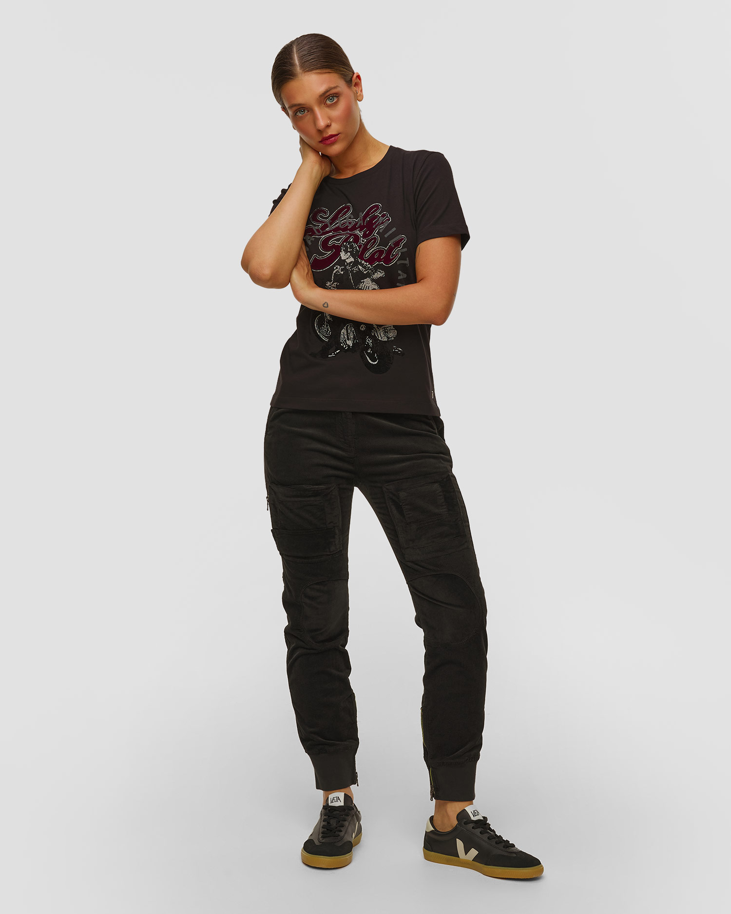 Dámské černé kapsáčové kalhoty Aeronautica Militare