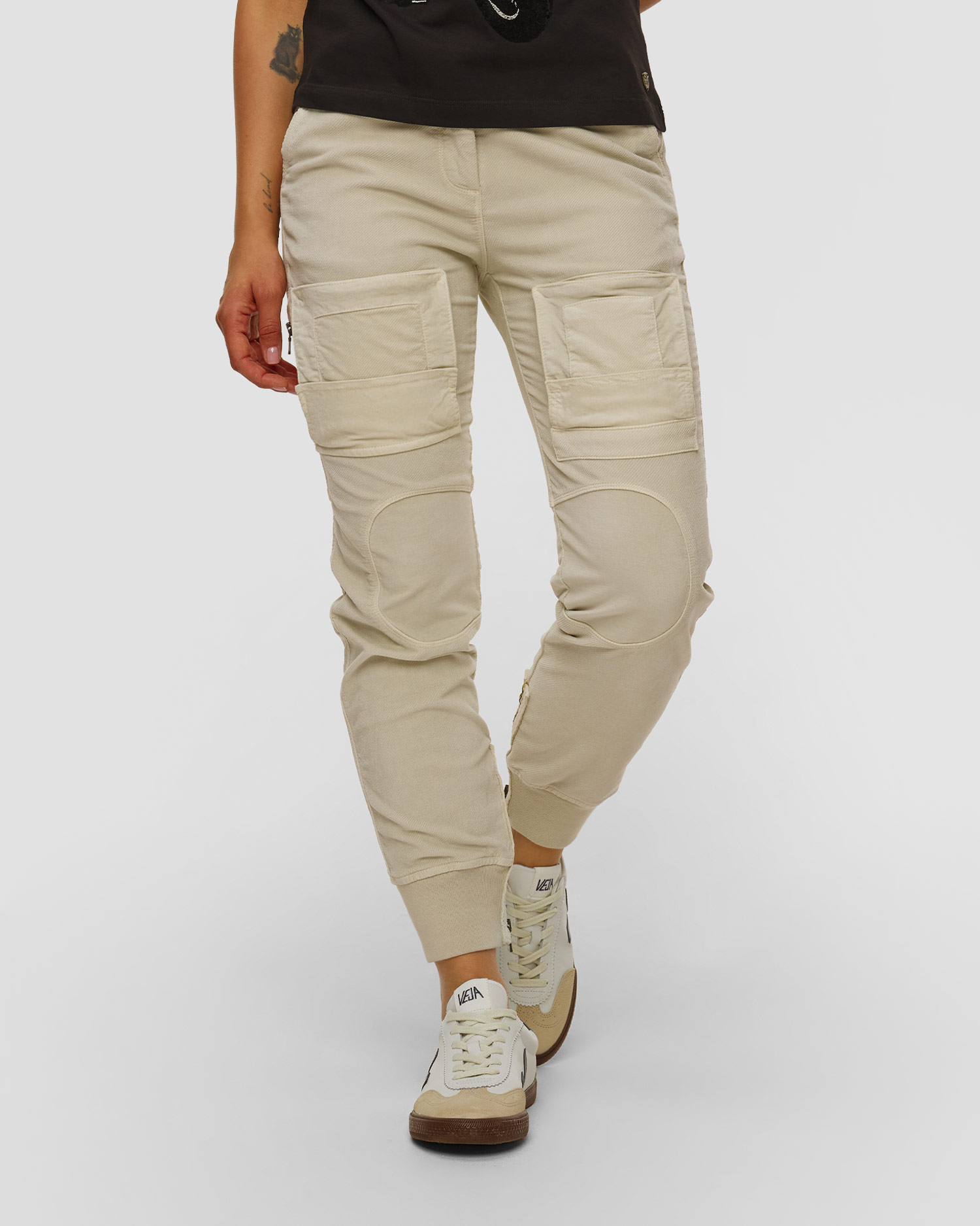 Béžové kapsáčové dámské kalhoty Aeronautica Militare