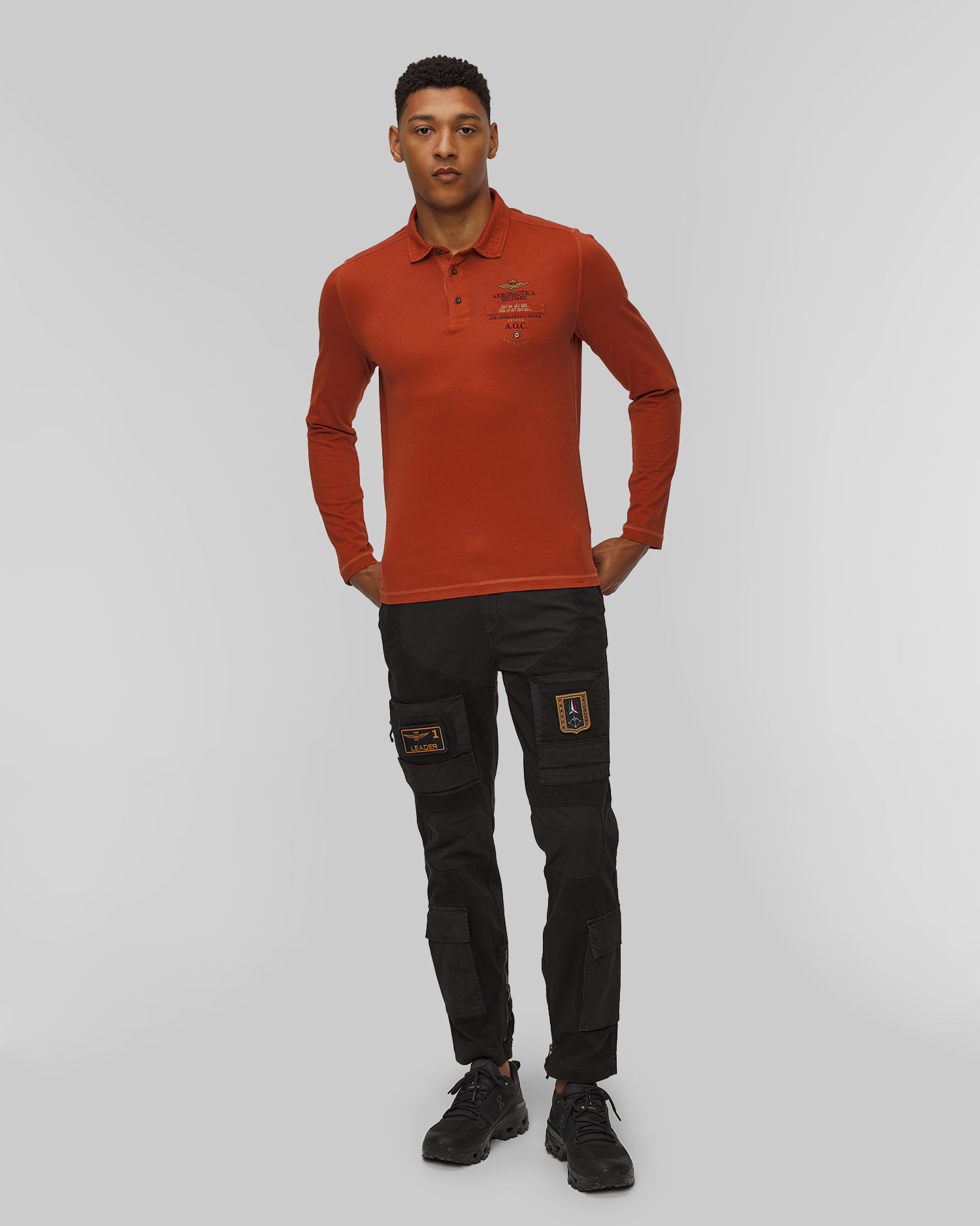 Aeronautica Militare Langärmeliges Herren-Poloshirt in Orange