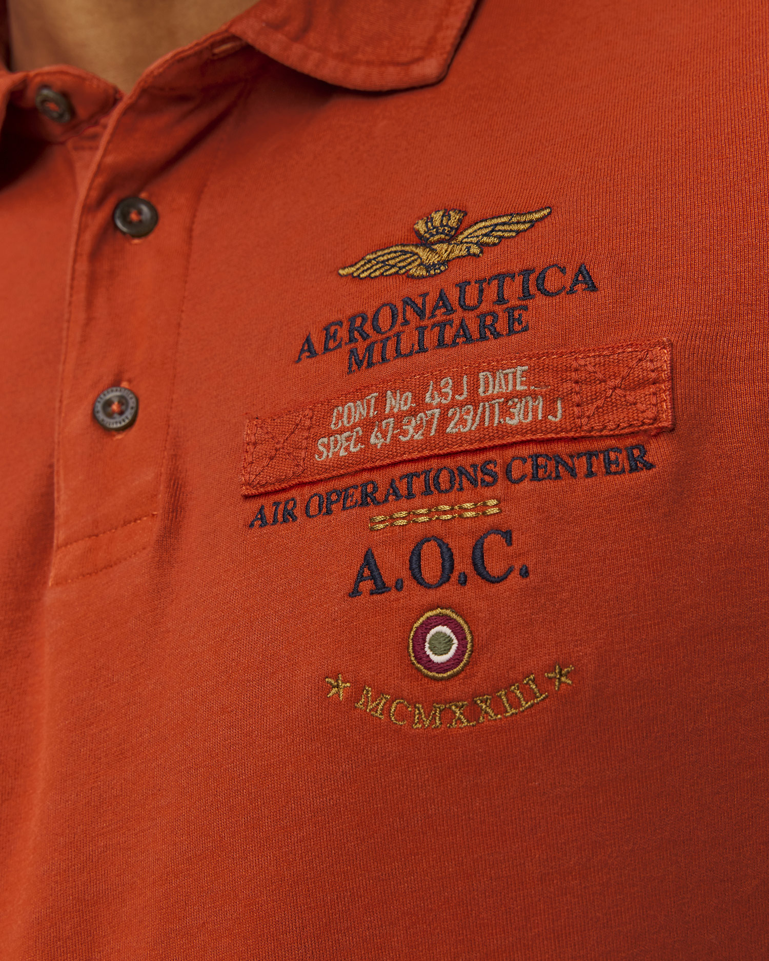 Aeronautica Militare Langärmeliges Herren-Poloshirt in Orange