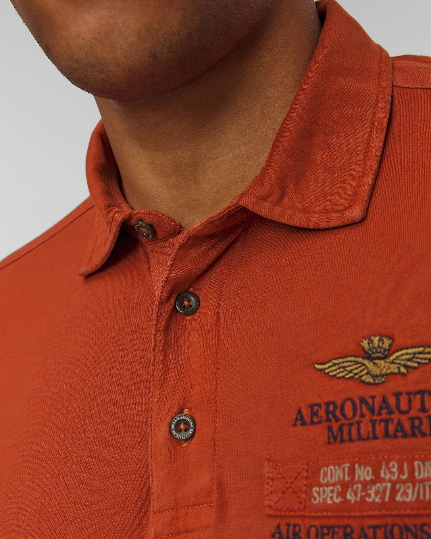 Aeronautica Militare Langärmeliges Herren-Poloshirt in Orange