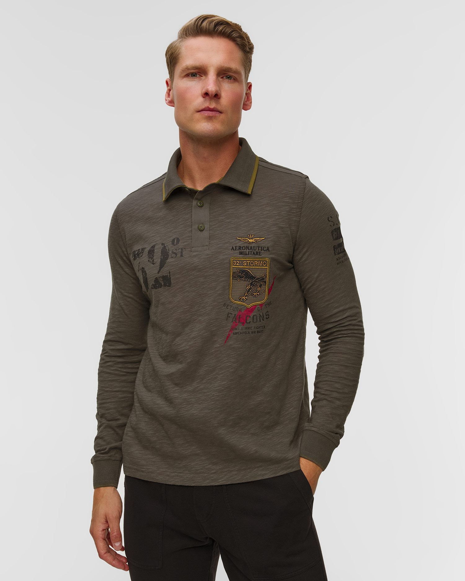 Polo z długim rękawem męskie Aeronautica Militare