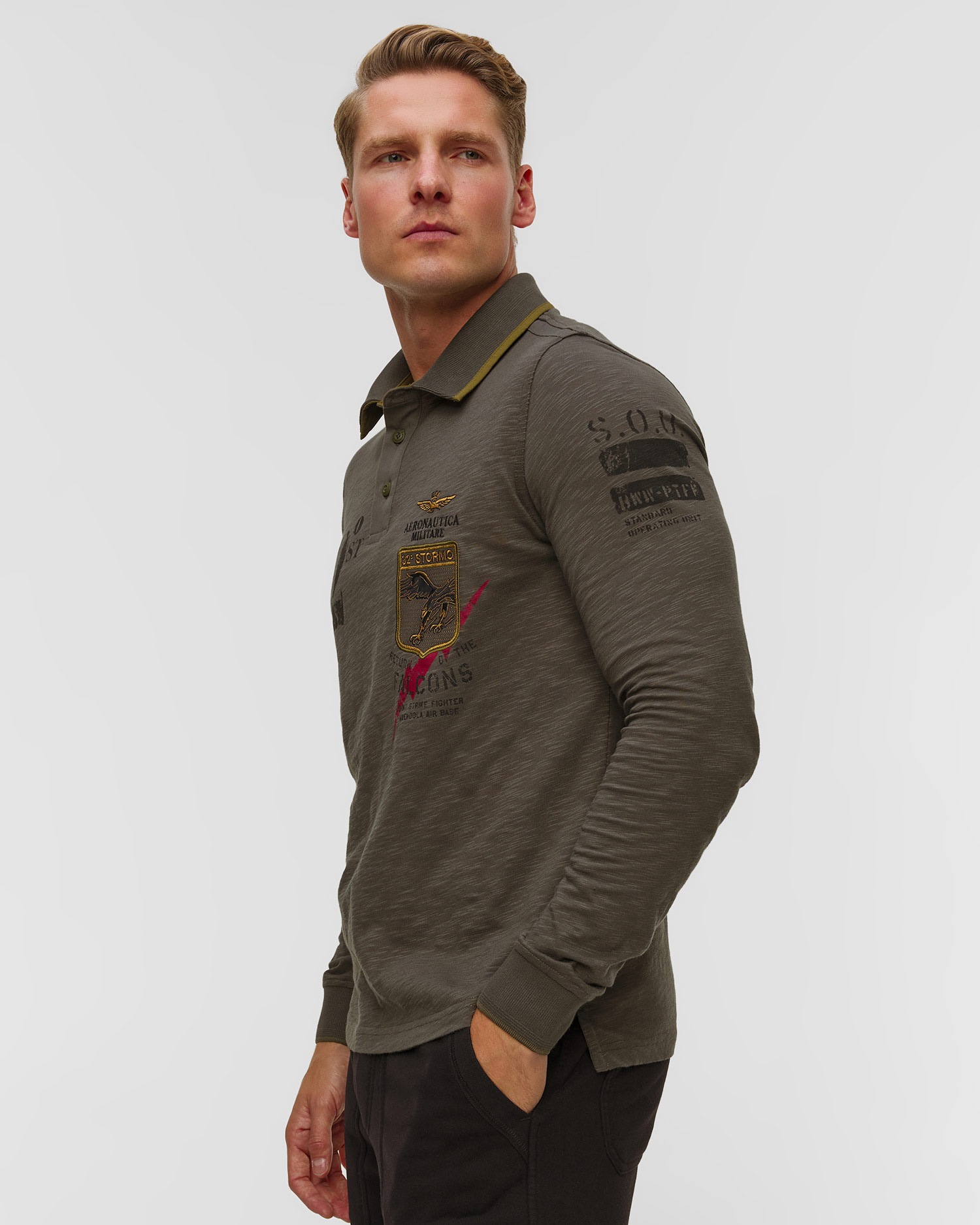 Polo z długim rękawem męskie Aeronautica Militare