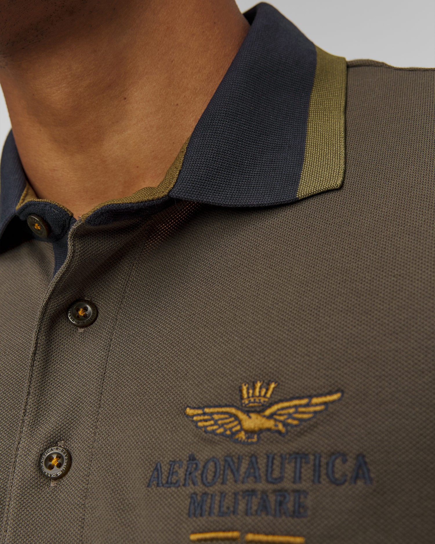 Aeronautica Militare Langarm-Polo für Herren in Grün