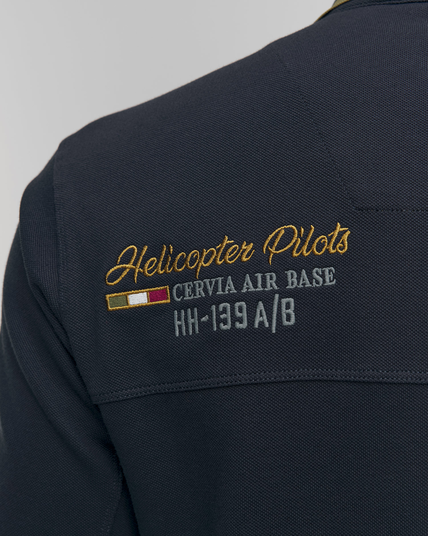 Men's navy blue long sleeve polo Aeronautica Militare