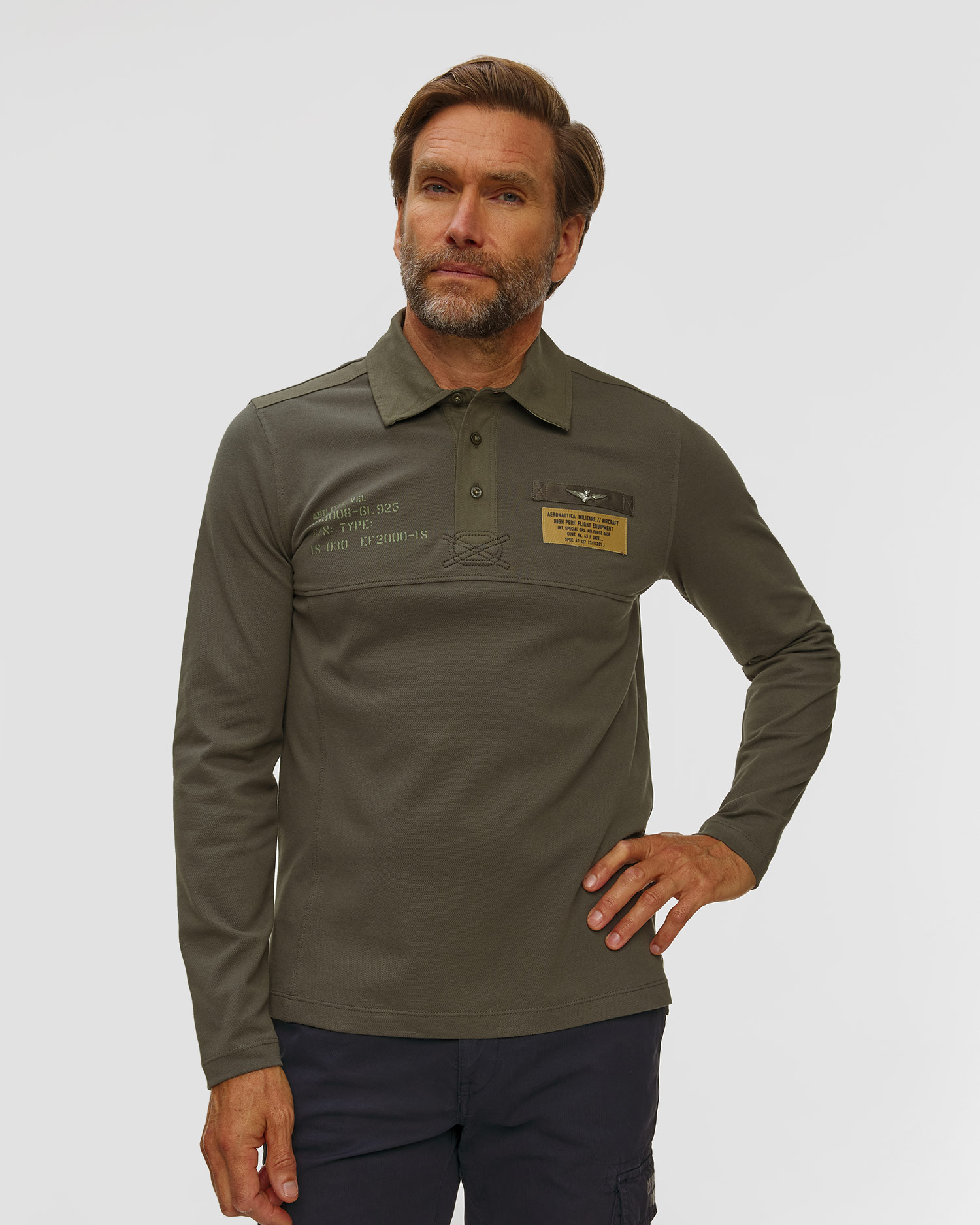 Polo a maniche lunghe da uomo Aeronautica Militare