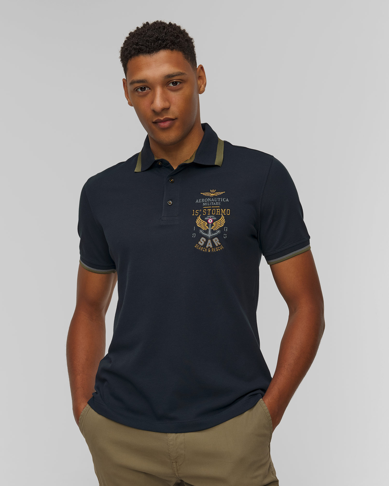 Men's navy blue polo Aeronautica Militare