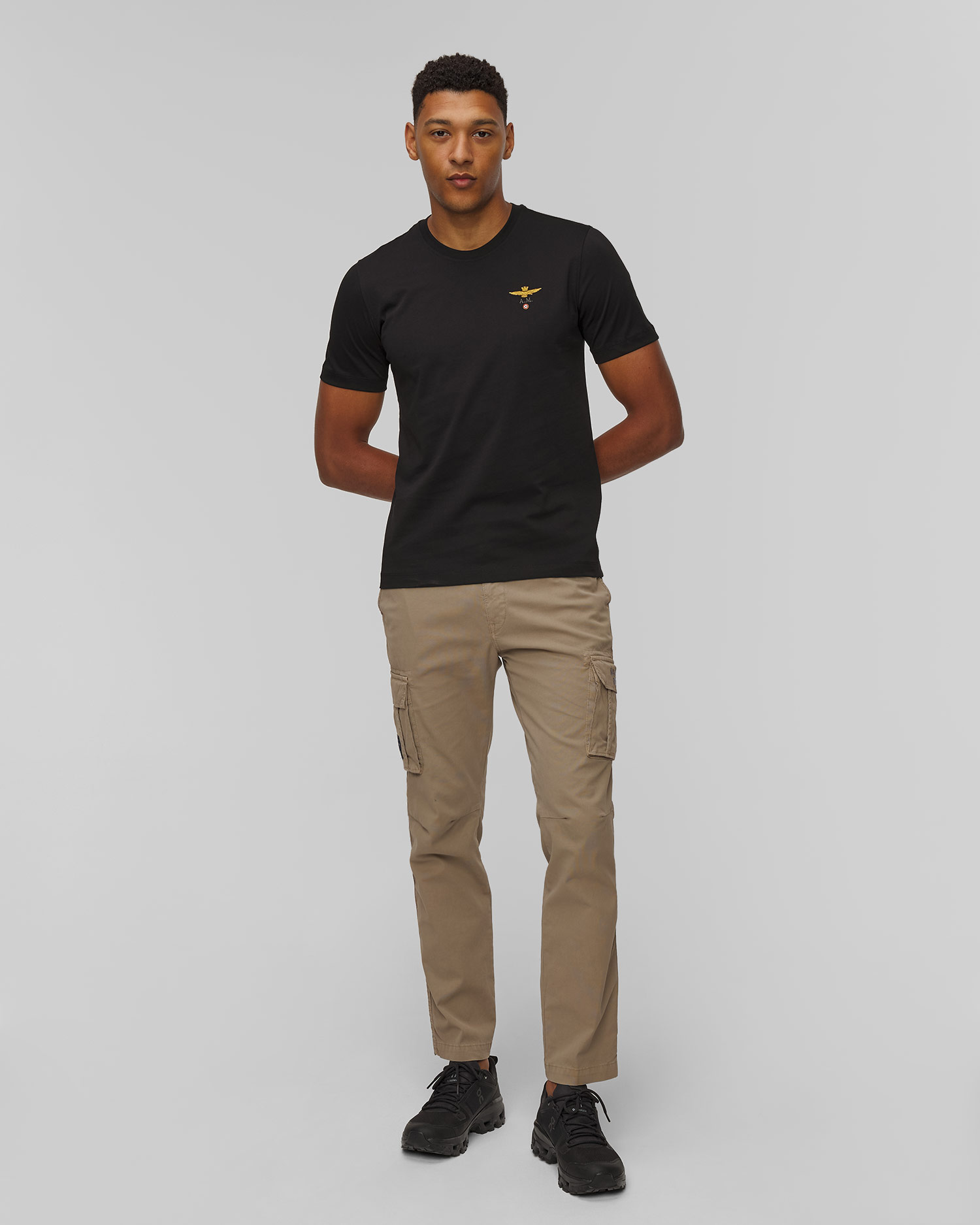 T-shirt noir pour hommes Aeronautica Militare 