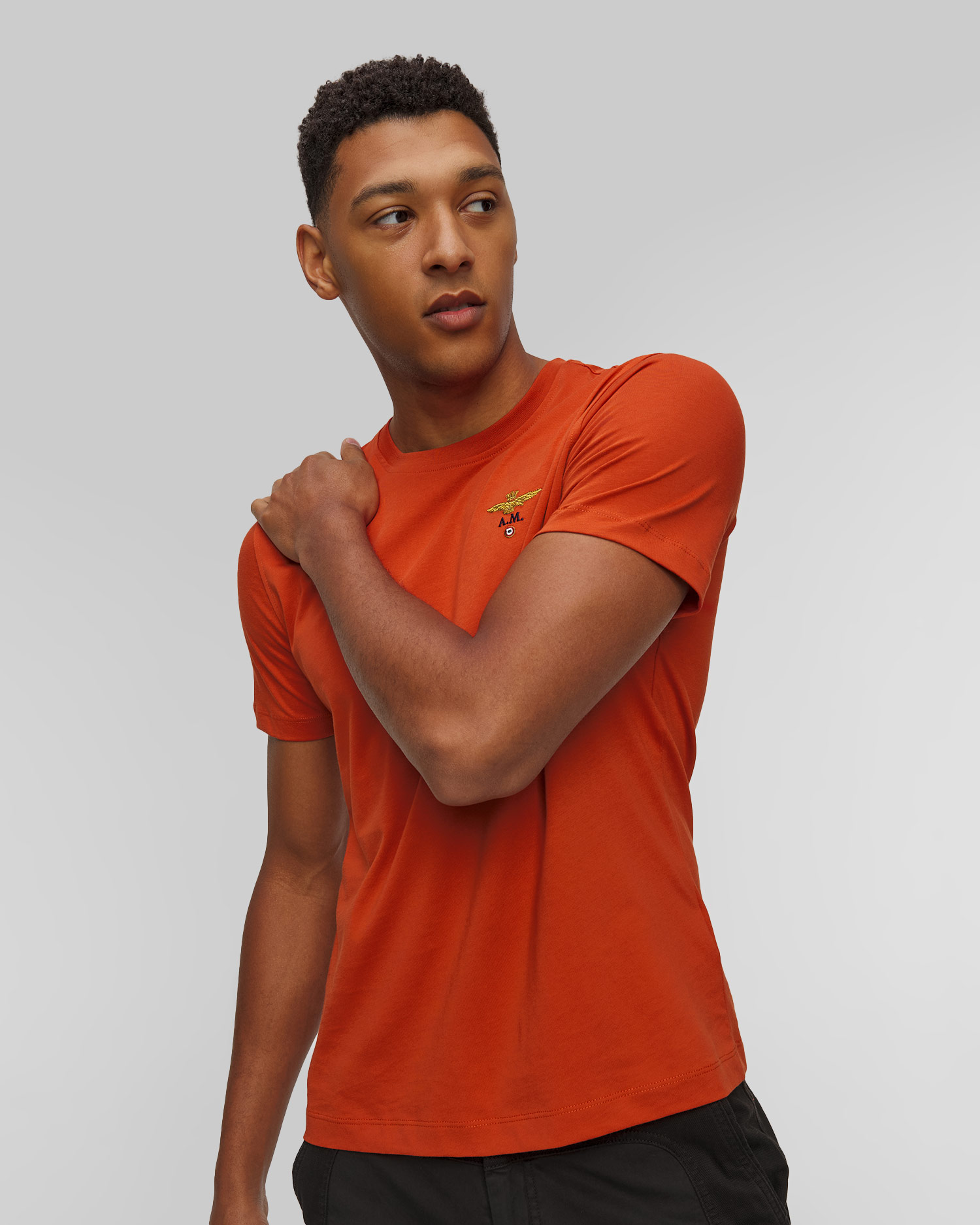 T-shirt orange pour hommes Aeronautica Militare 