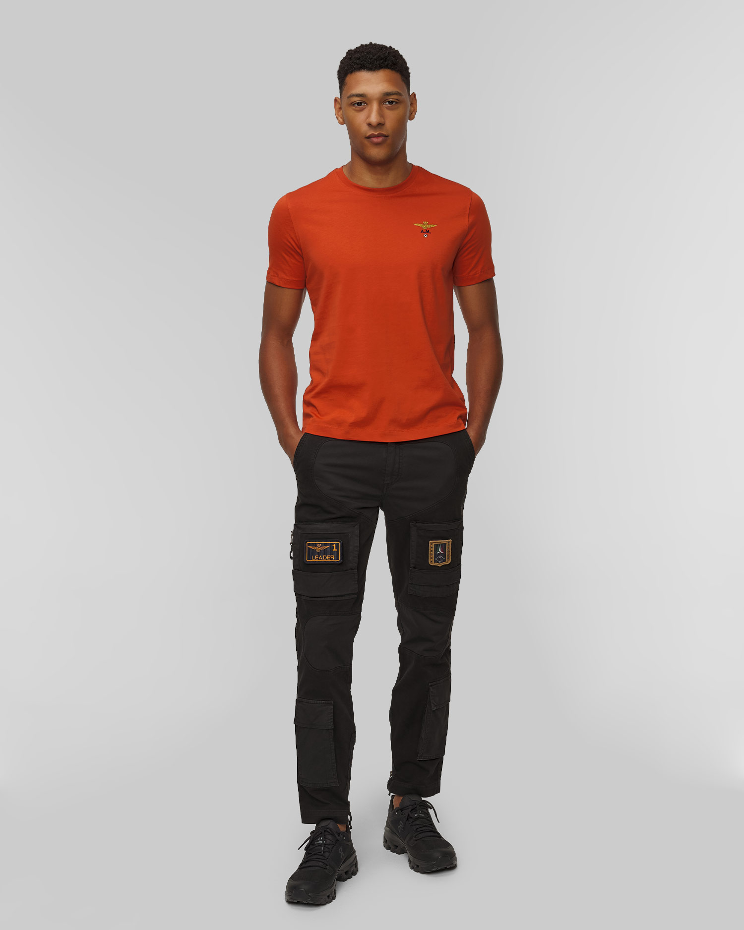T-shirt orange pour hommes Aeronautica Militare