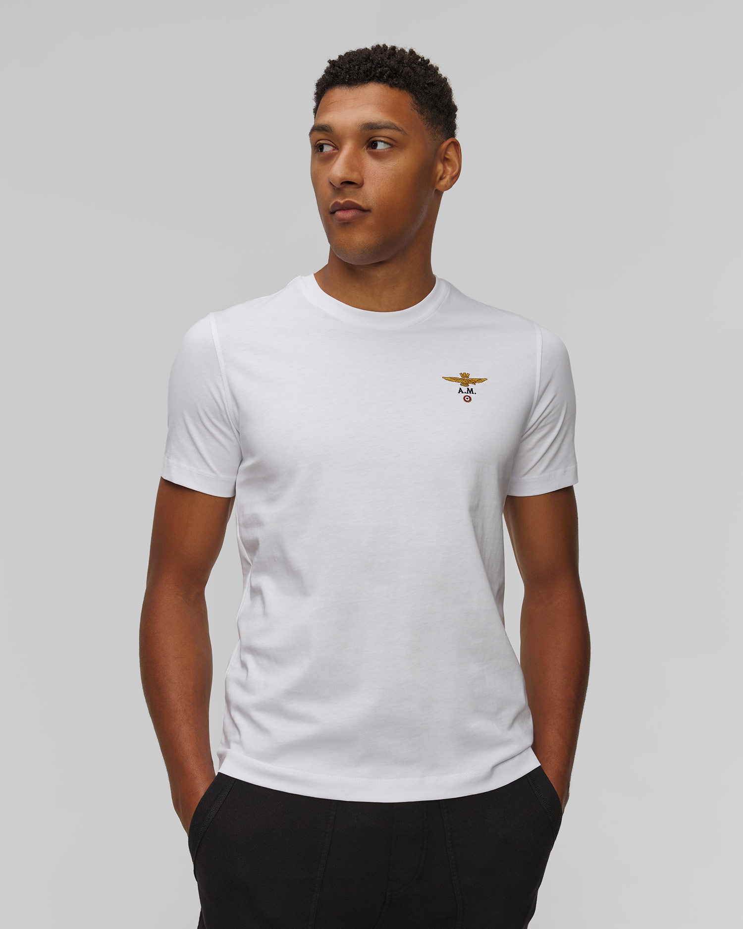 Biały T-shirt męski Aeronautica Militare