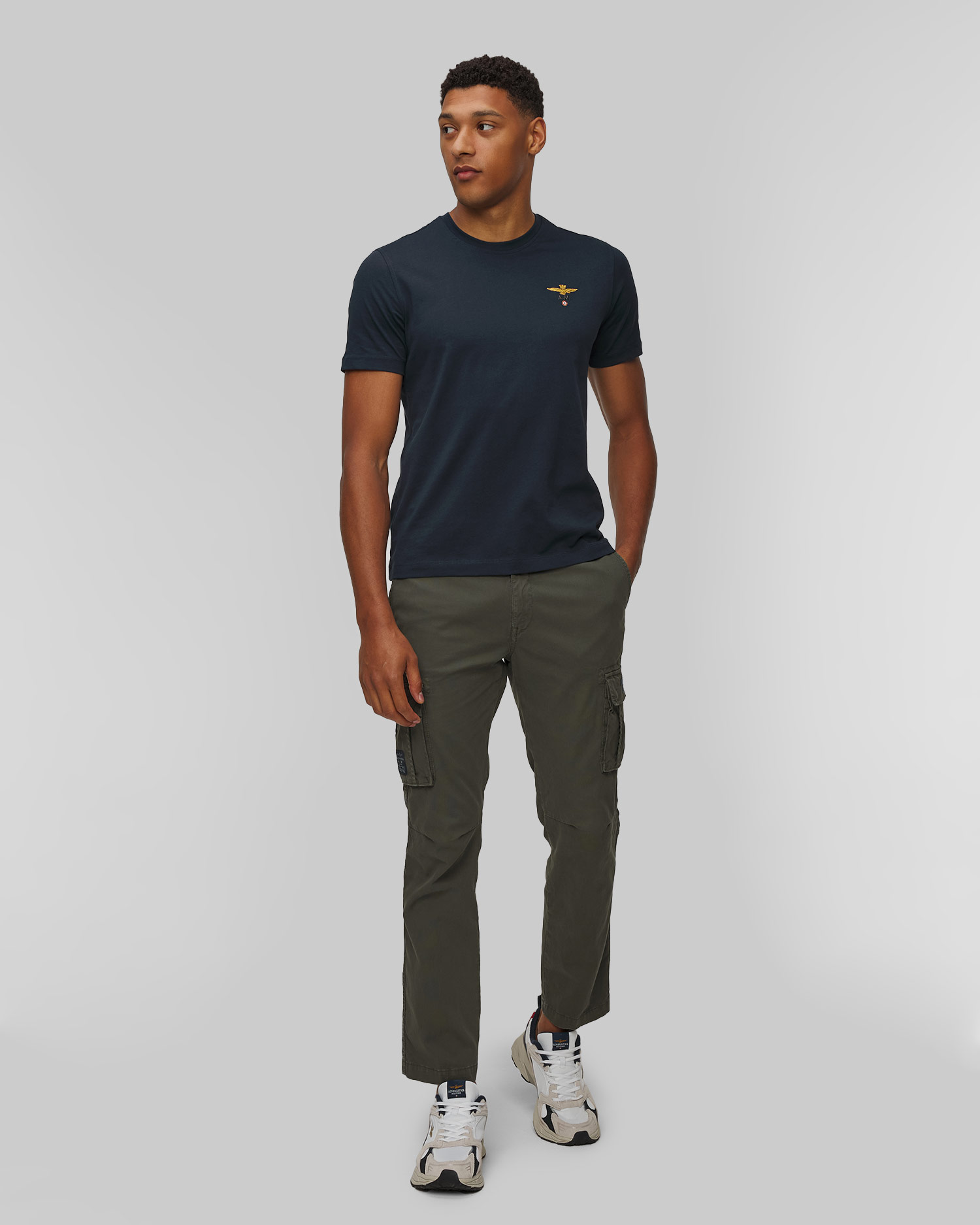 T-shirt bleu marine pour hommes Aeronautica Militare