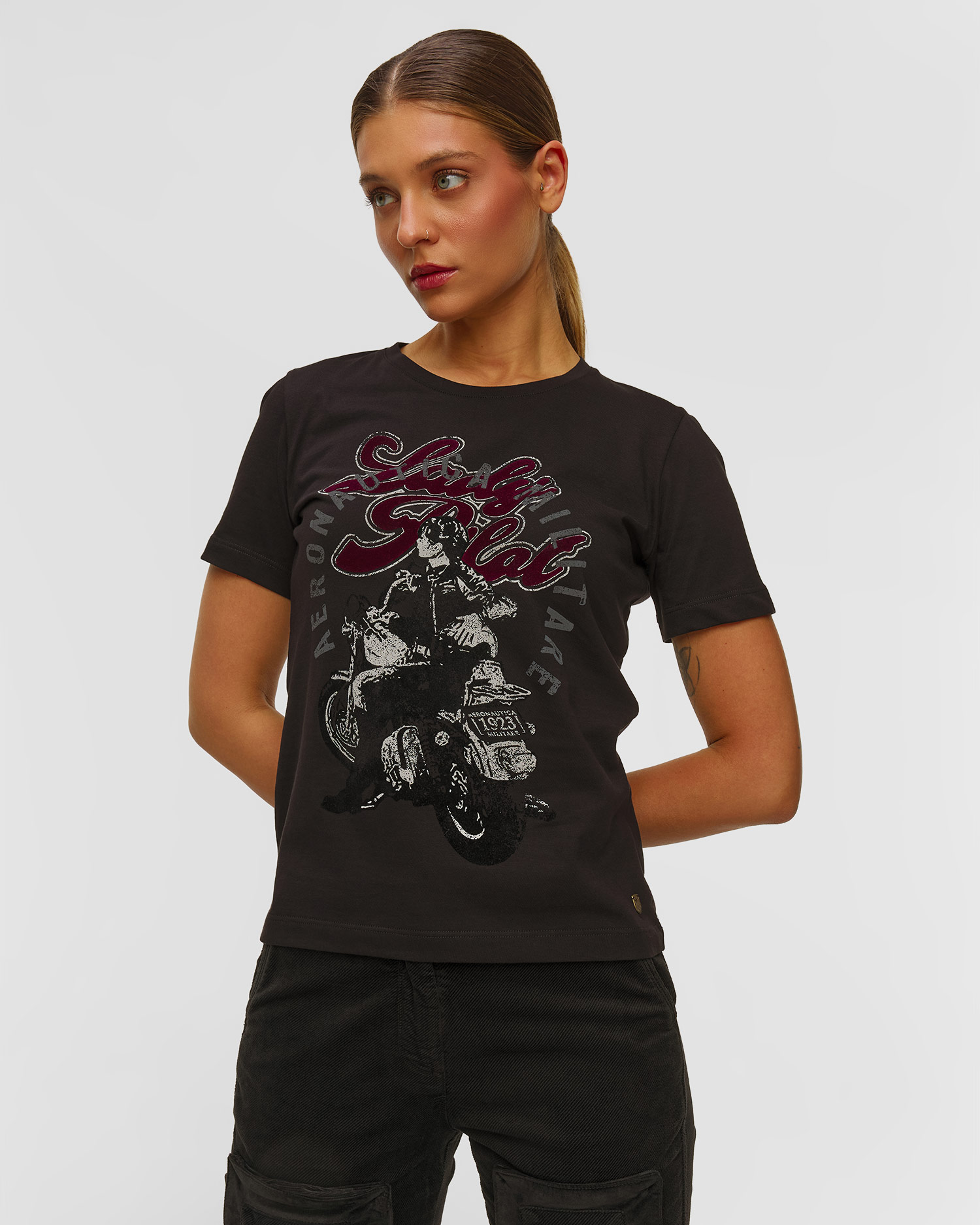 Černé dámské tričko Aeronautica Militare