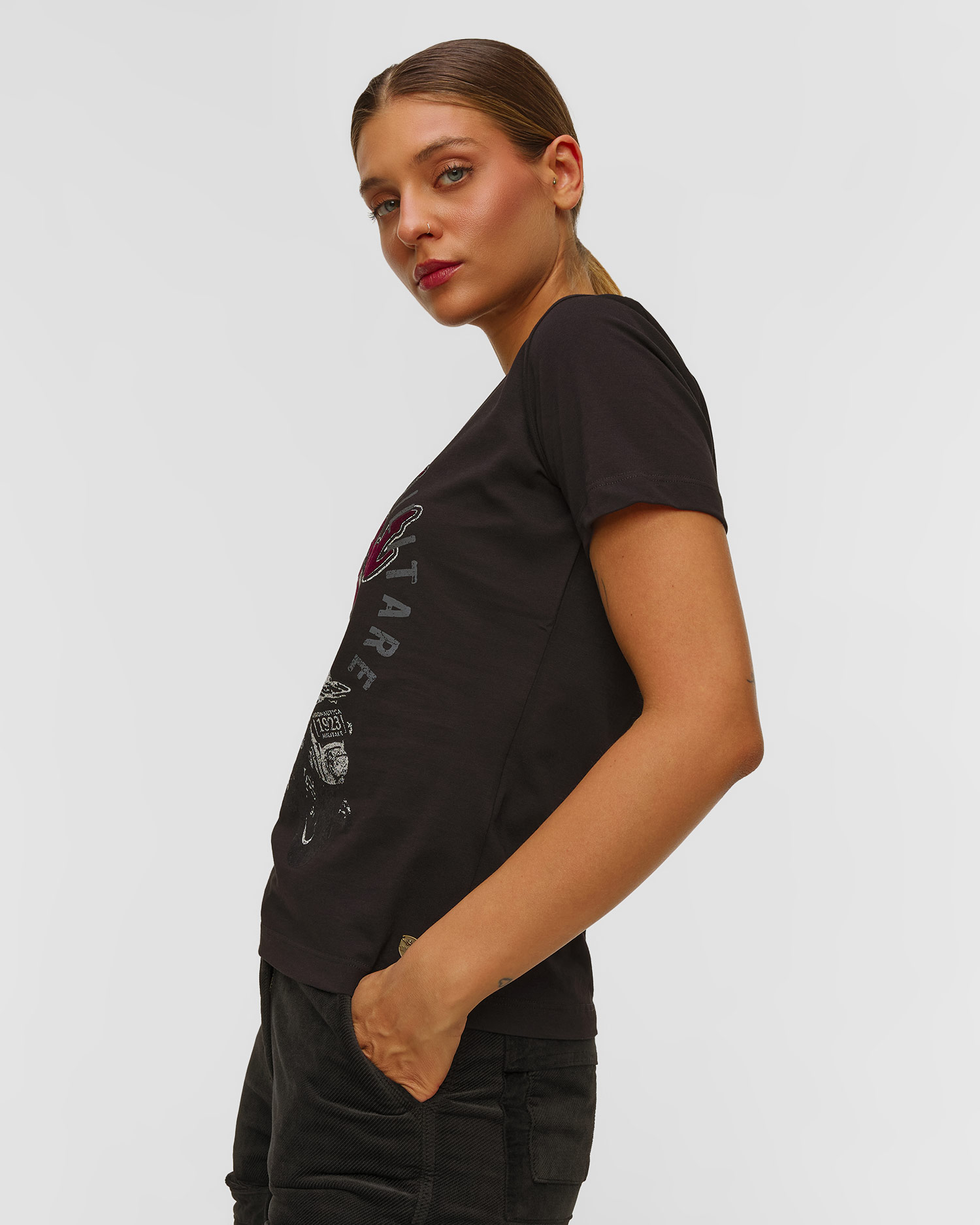 Černé dámské tričko Aeronautica Militare