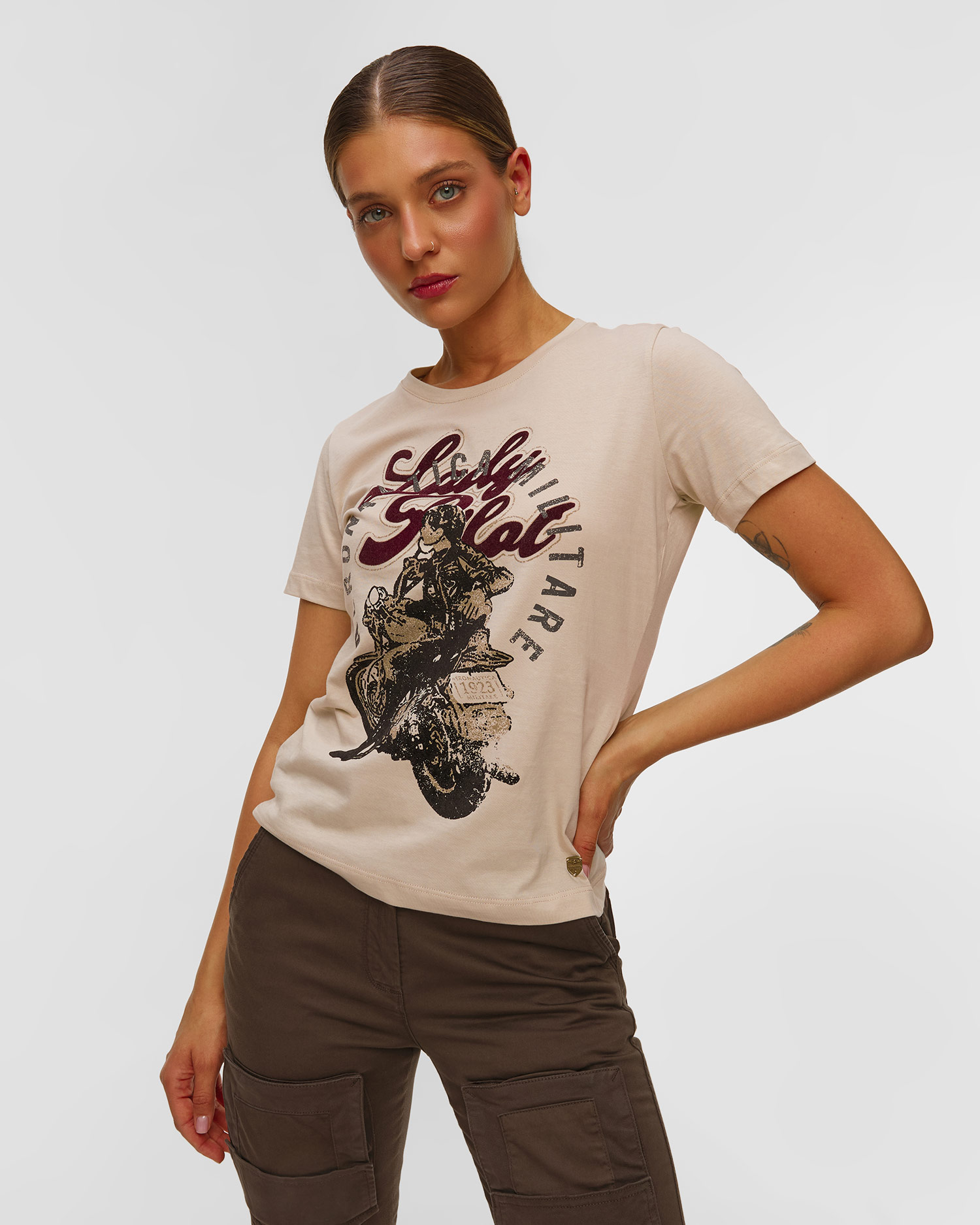 Béžové dámské tričko Aeronautica Militare