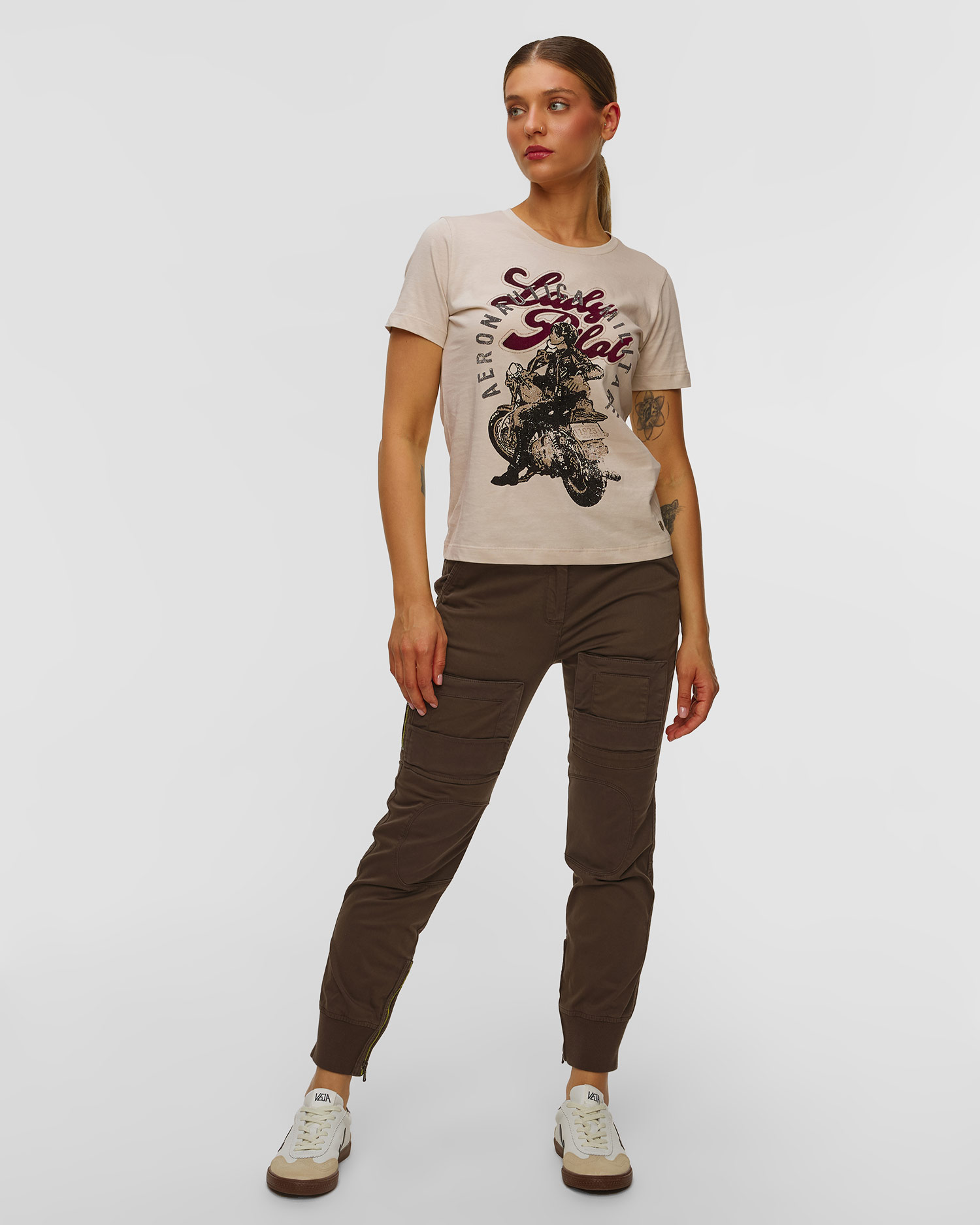 Béžové dámské tričko Aeronautica Militare