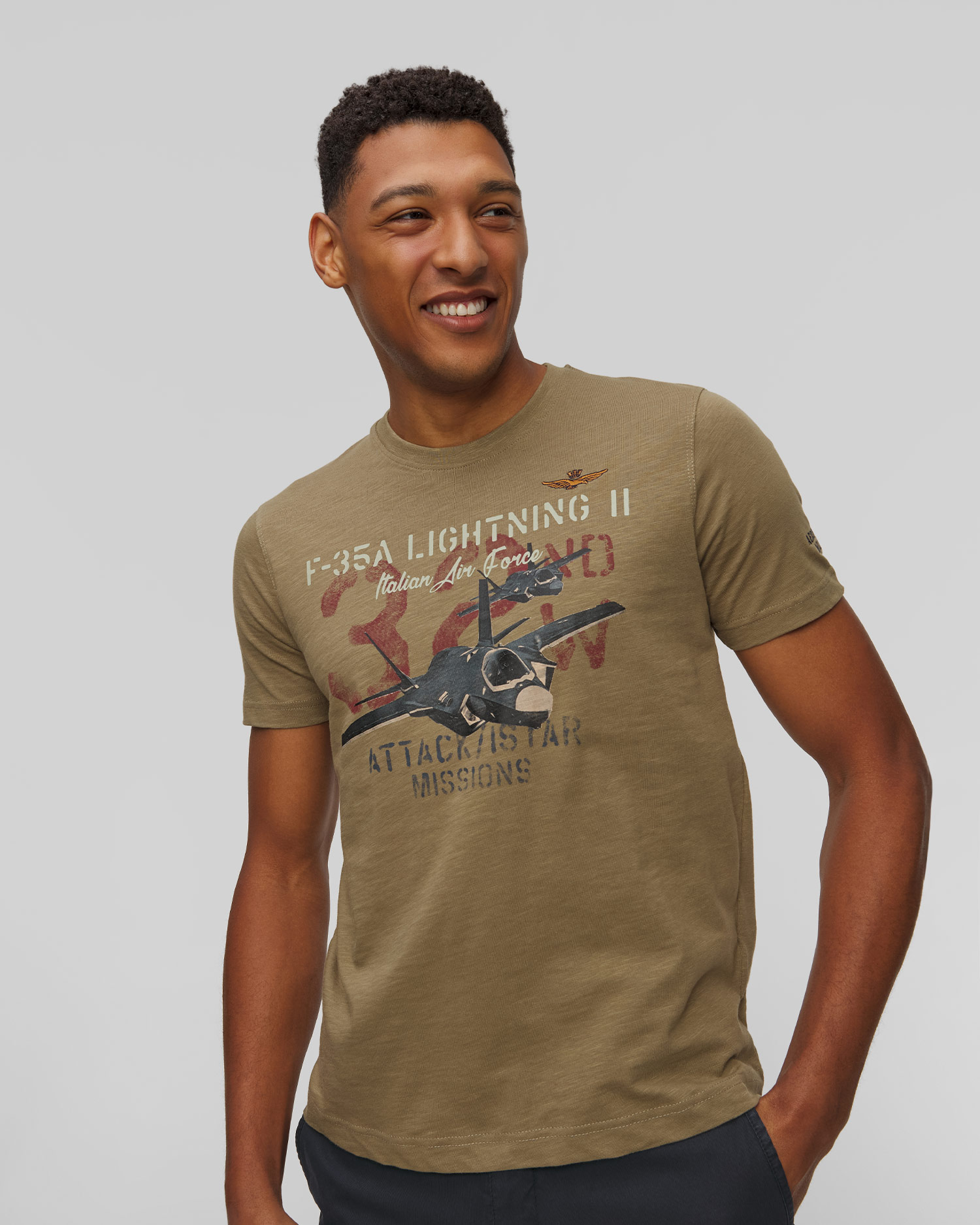 T-shirt vert pour hommes Aeronautica Militare 