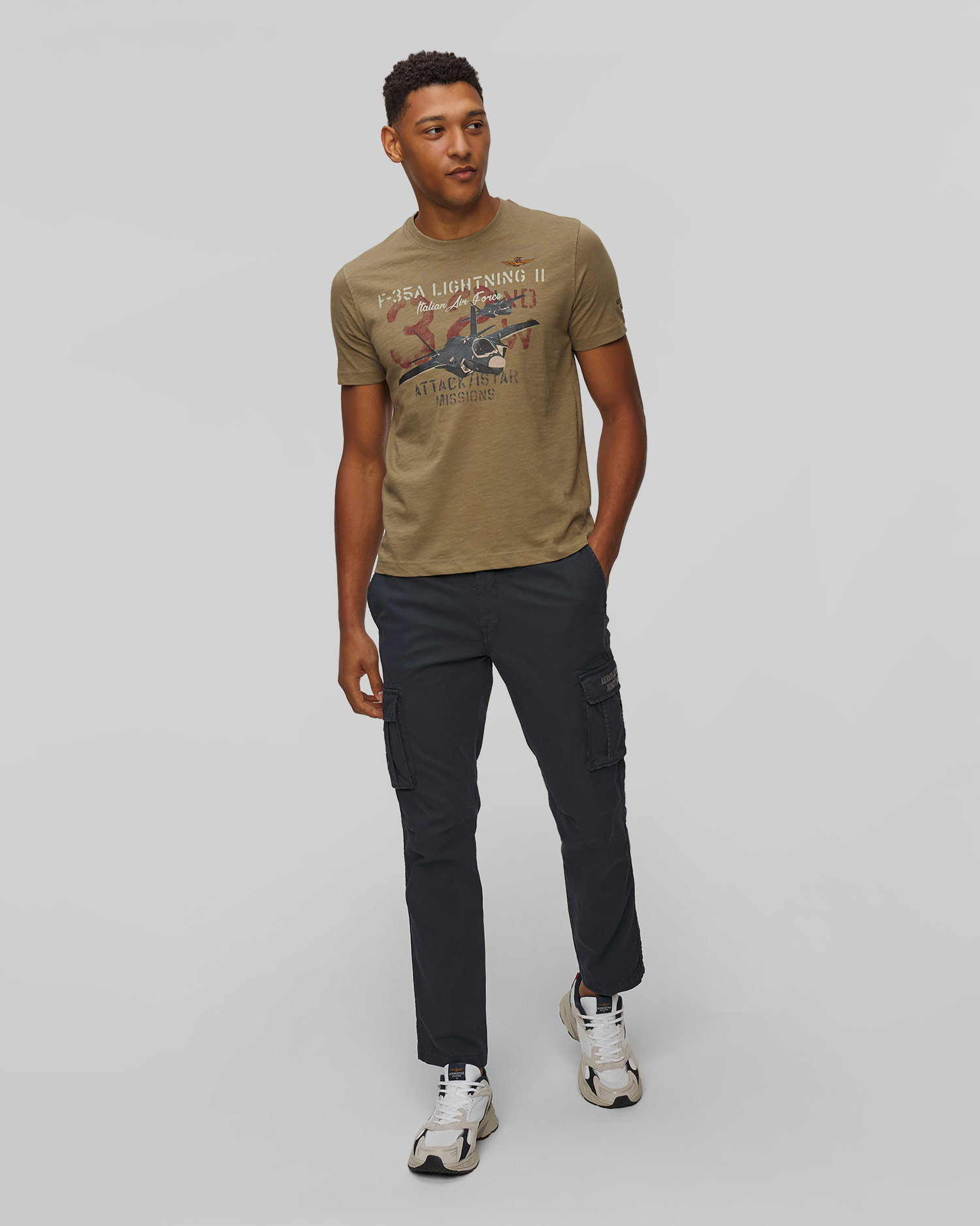 T-shirt vert pour hommes Aeronautica Militare